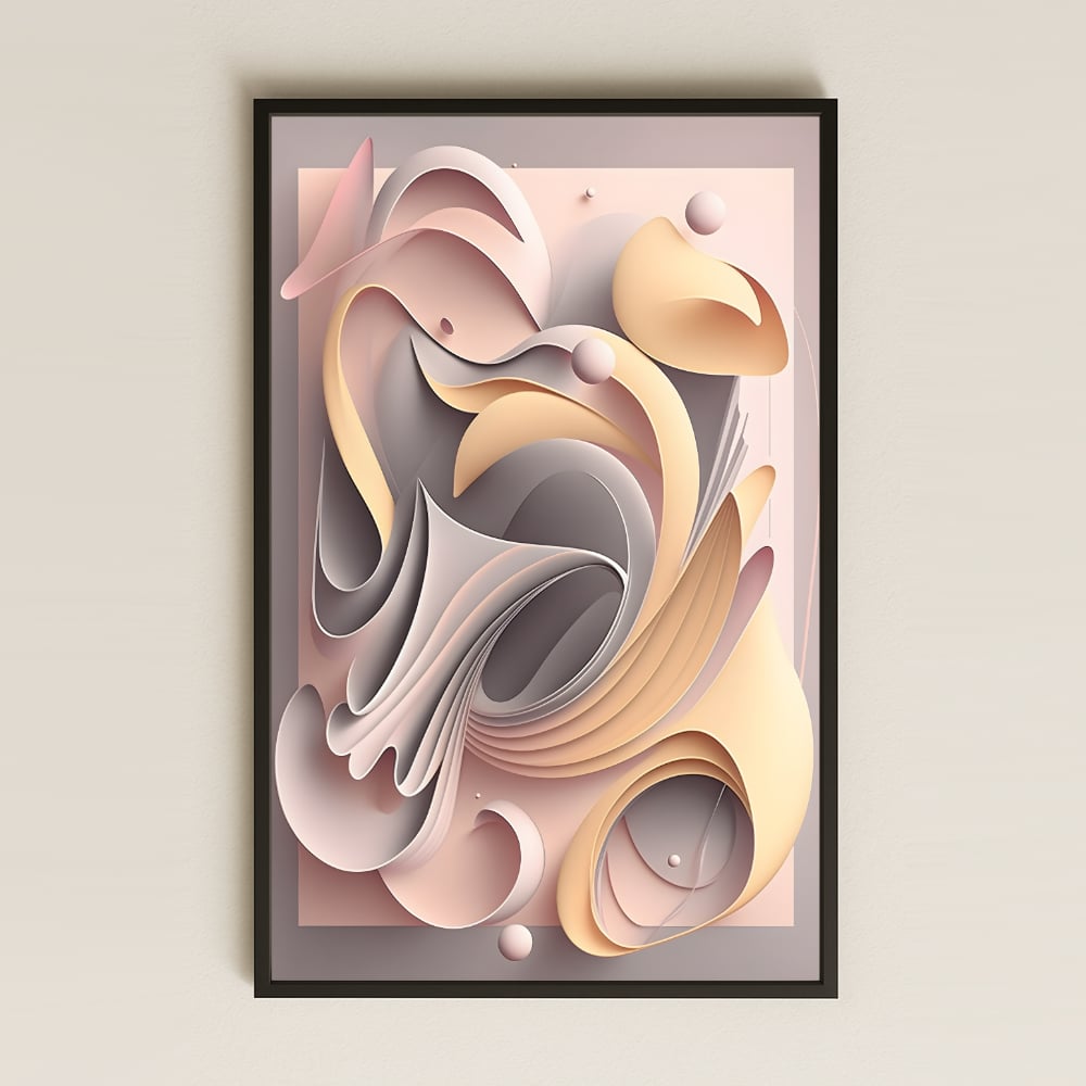 Pastel Tonlarda Akışkan Formlu Şeffaf Pleksi Tablo