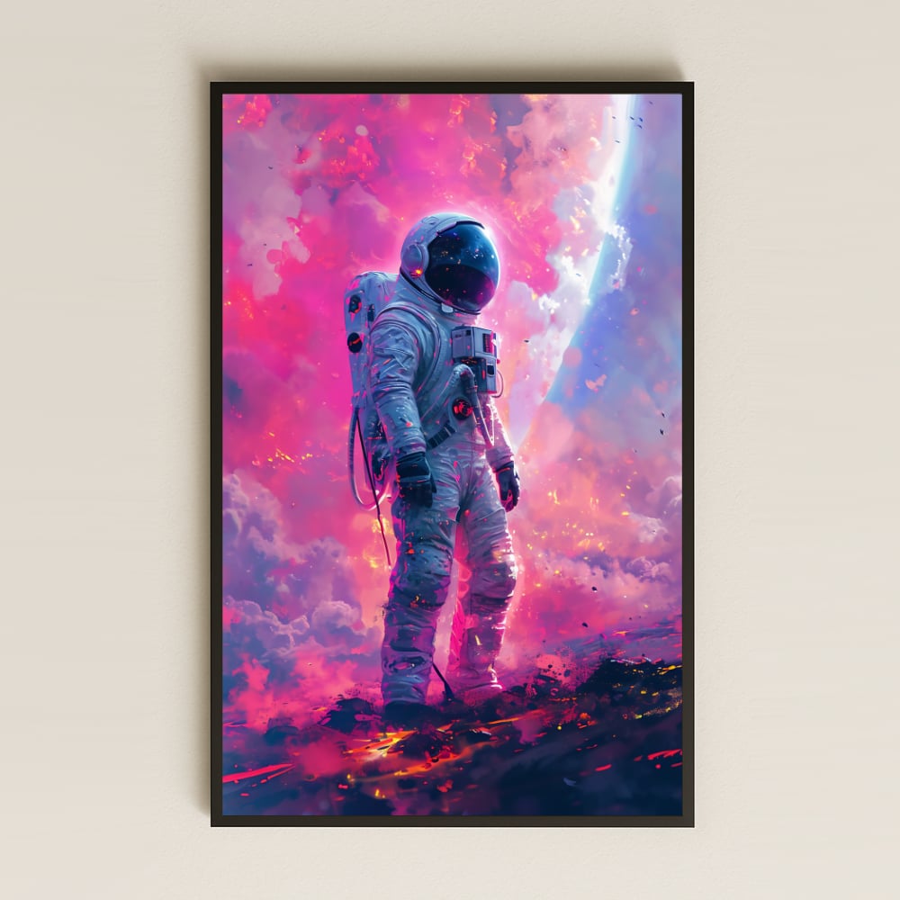 Pembe Bulutlu Galaksi ve Astronot Temalı Pleksi Tablo