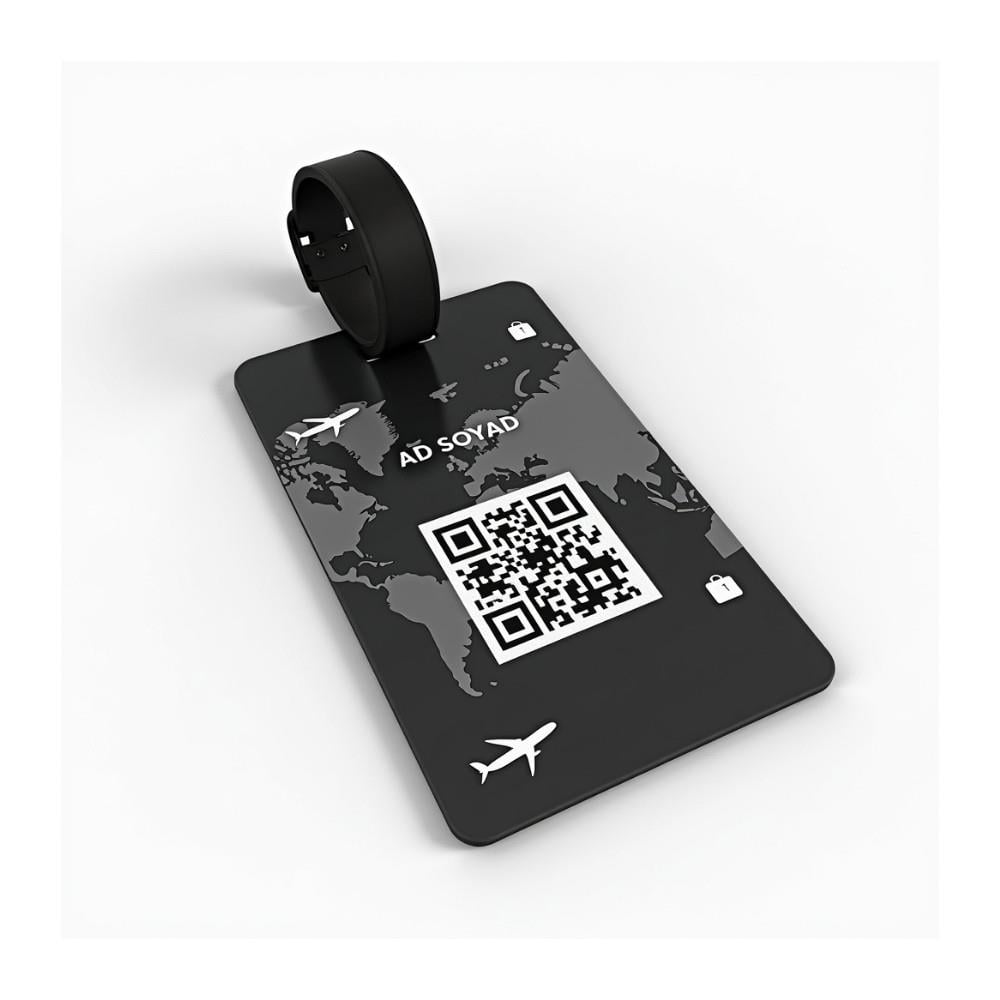 QR Kodlu PVC Valiz Etiketi - Haritalı Valiz Kartı