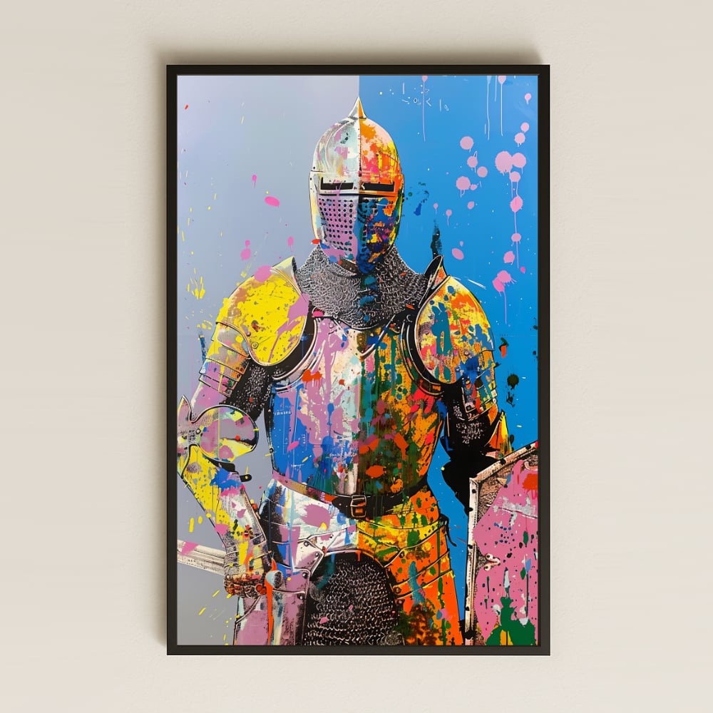 Renk Sıçramalı Şövalye Tasarımlı Şeffaf Pleksi Tablo