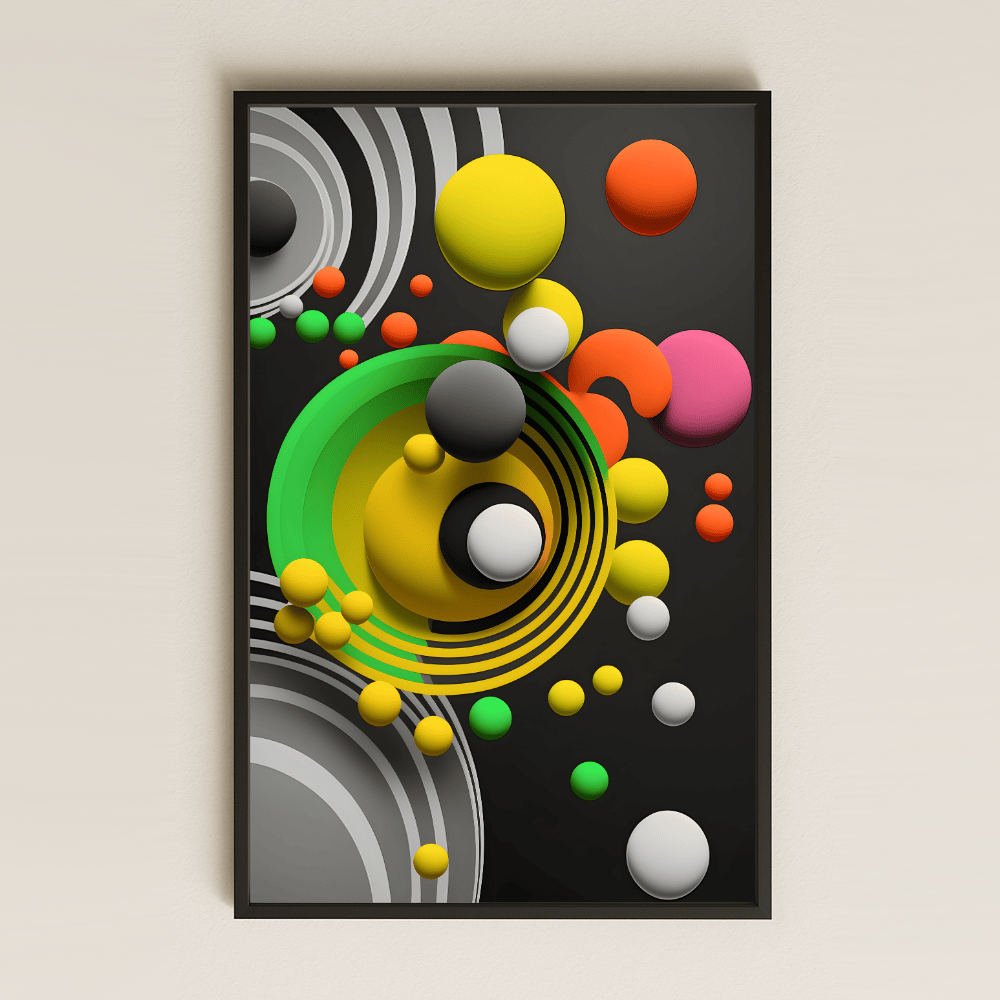 Renkli Geometrik Küreli Soyut Şeffaf Pleksi Tablo