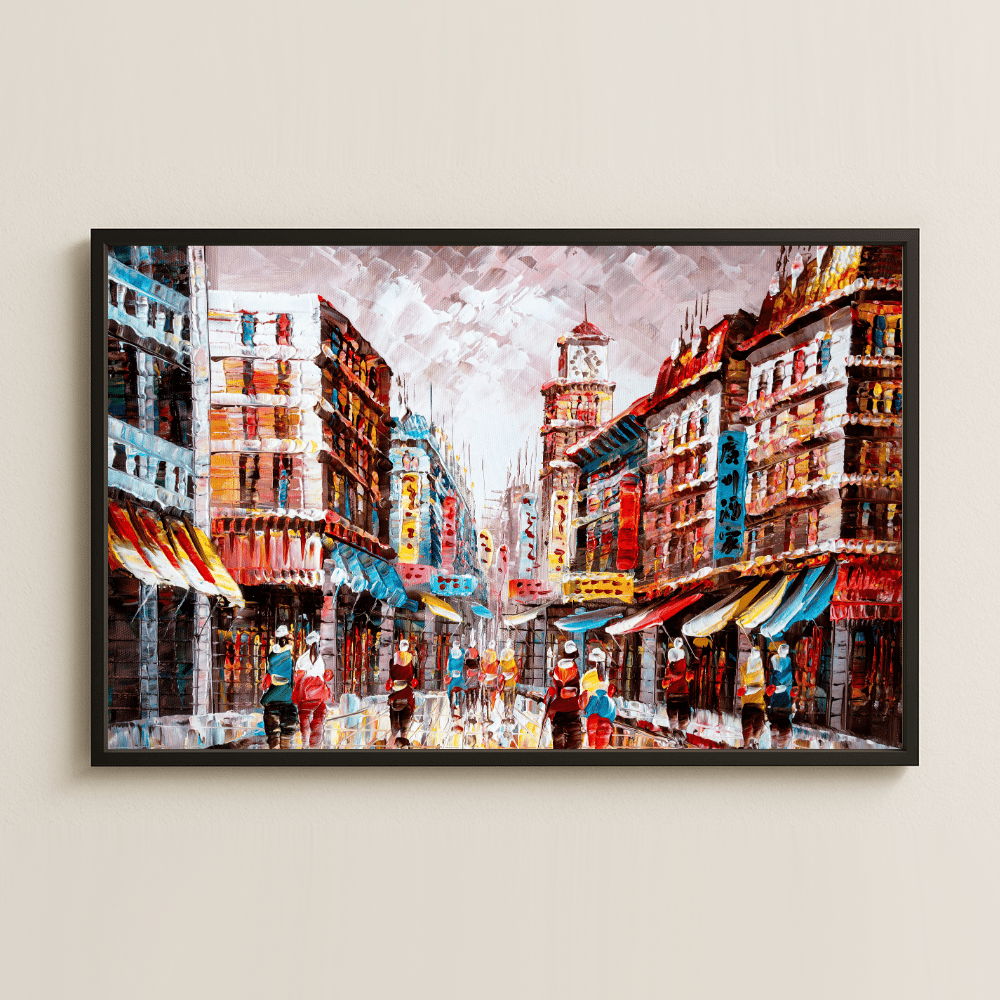 Renkli Şehir Sokakları UV Baskılı Modern Tablo
