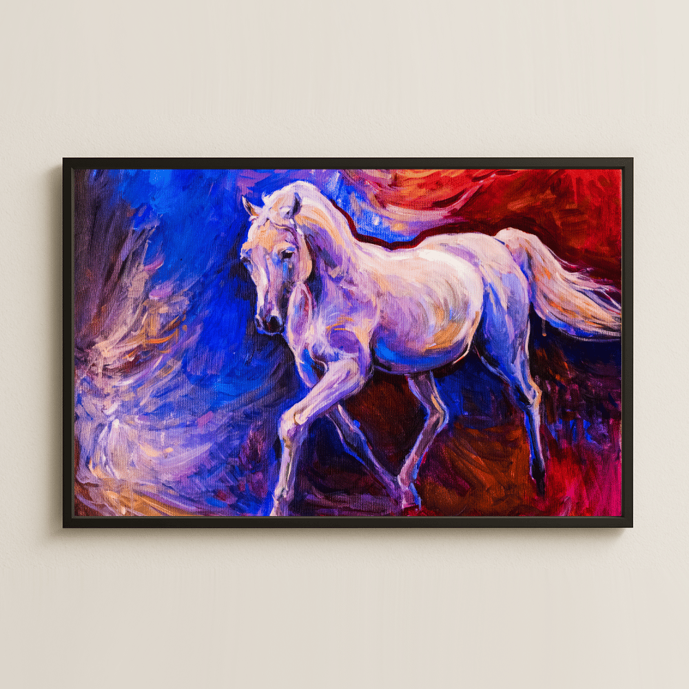 Renkli Soyut At Figürü UV Baskılı Sanat Tablosu