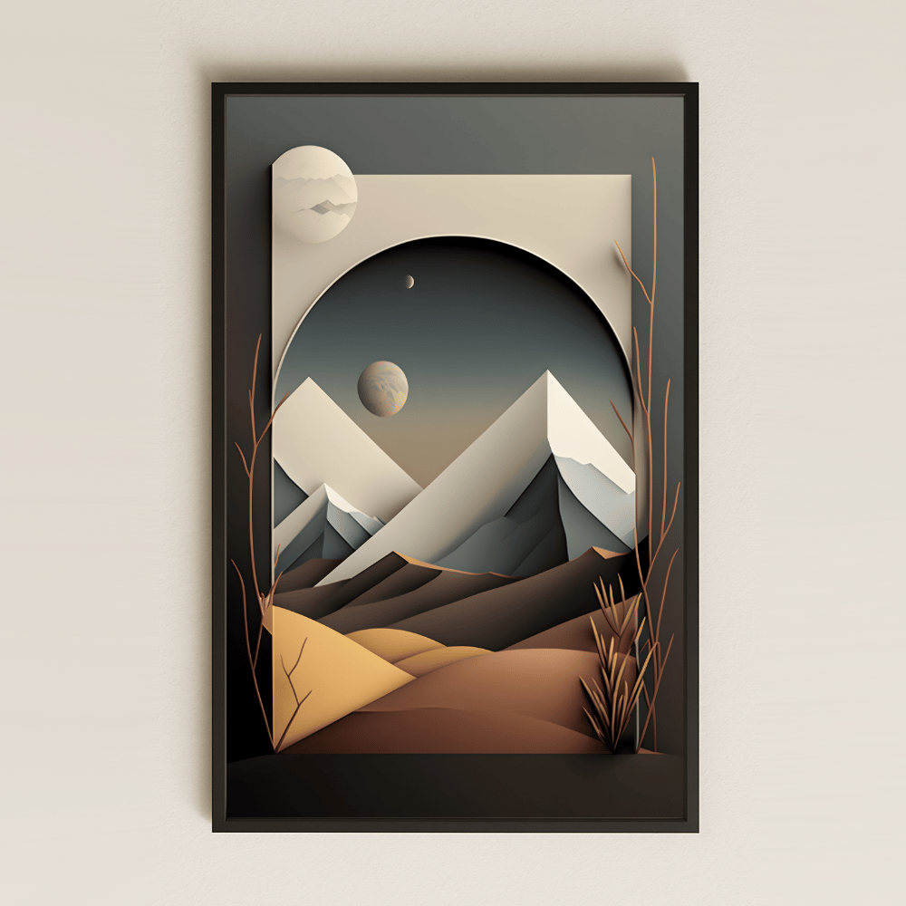 Retro Gezegensel Manzara Şeffaf Pleksi Tablo