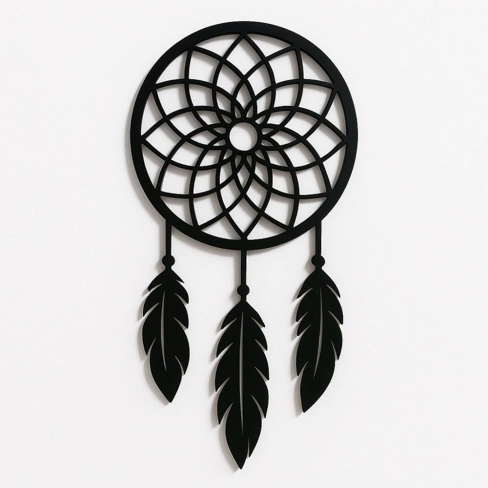 Rüya Kapanı Siyah Pleksi Dreamcatcher Duvar Süsü