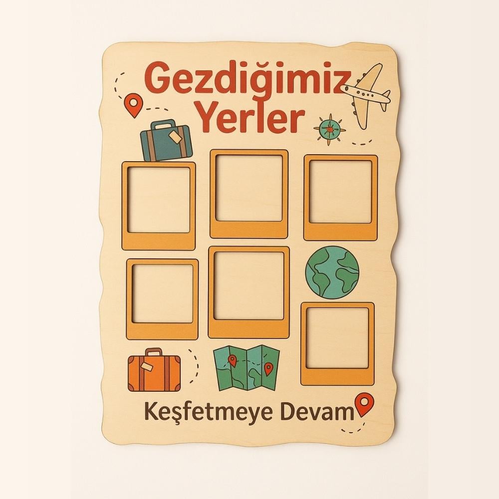Seyahat Hatıra Panosu - Özel Kesim Ahşap Tasarım