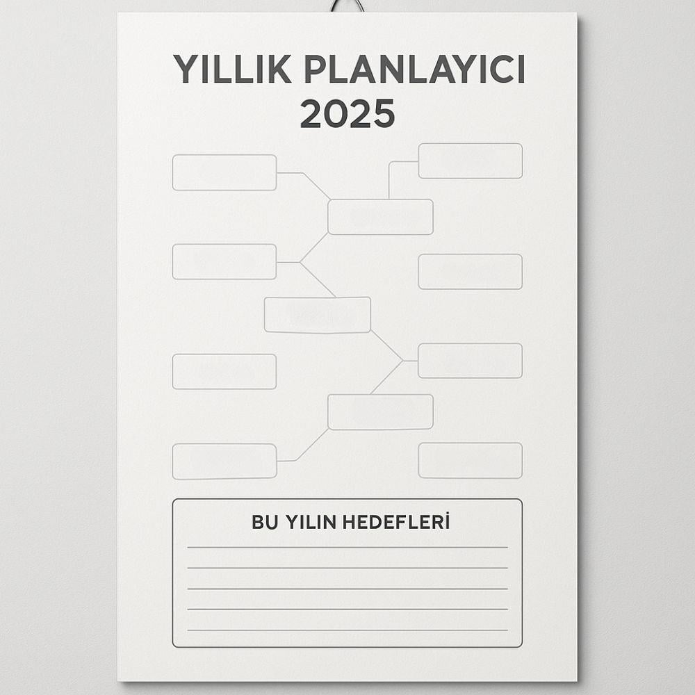 Timeline Yıllık Takvim Panosu 2025 - Hedefler Bölmeli Yıllık Planlayıcı