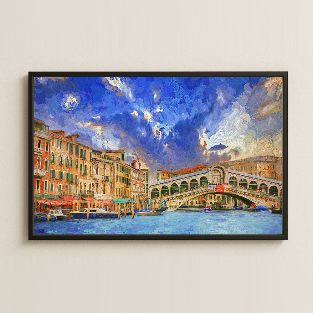 Venedik Rialto Köprüsü UV Baskılı Manzara Tablosu