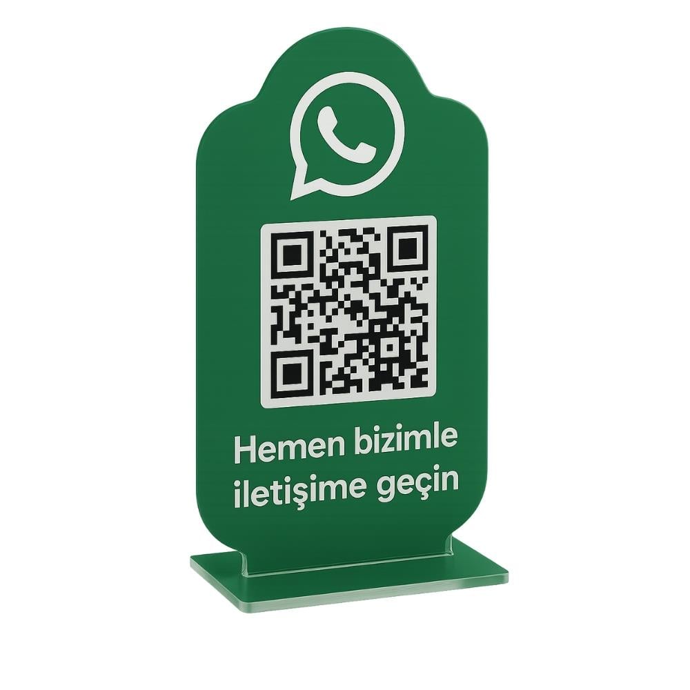 WhatsApp QR Stand - Beyaz PVC A5 Masaüstü Stand