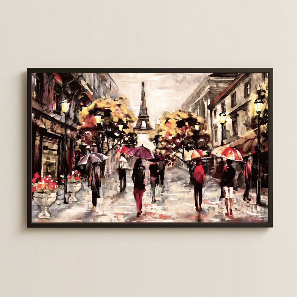 Yağmurlu Paris Sokakları ve Eyfel Tablosu - UV Baskılı Romantik Manzara