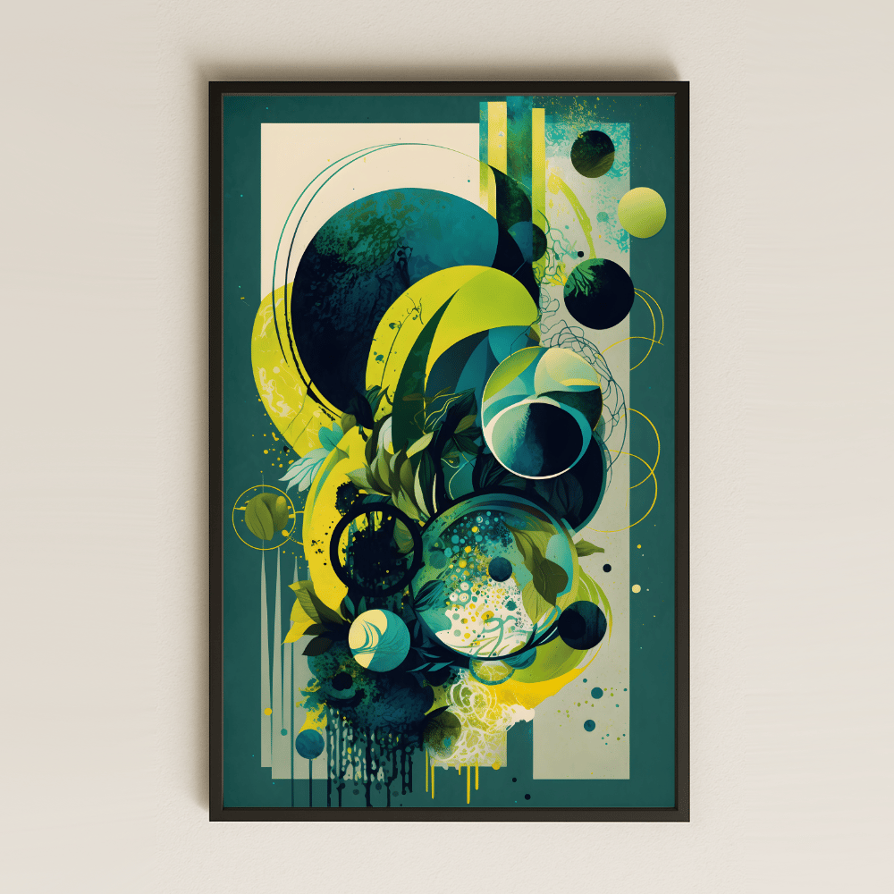 Yeşil Tonlarda Doğa Soyutlamalı Şeffaf Pleksi Tablo