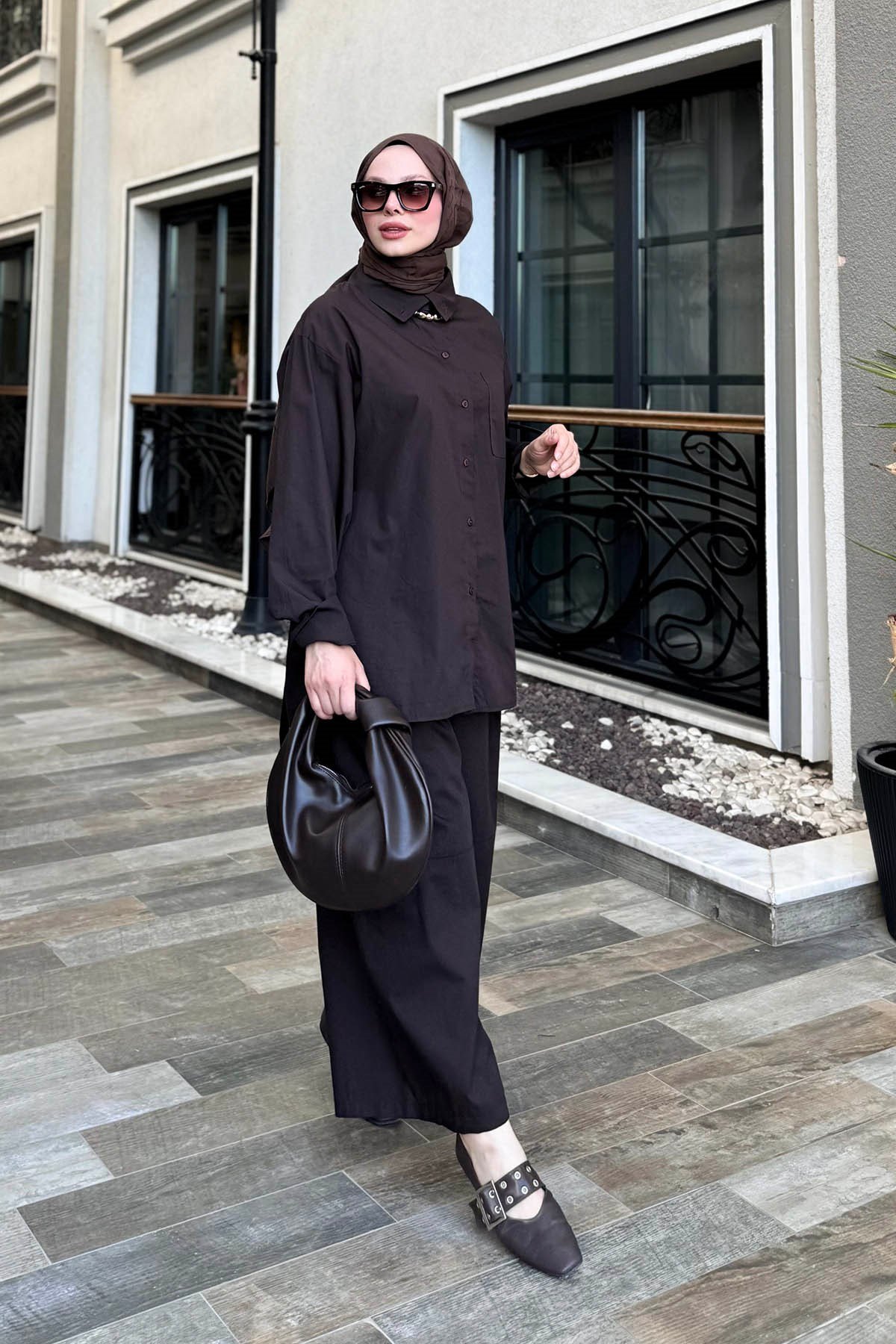 ATD Pantolon Etek Takım Kahve Rengi