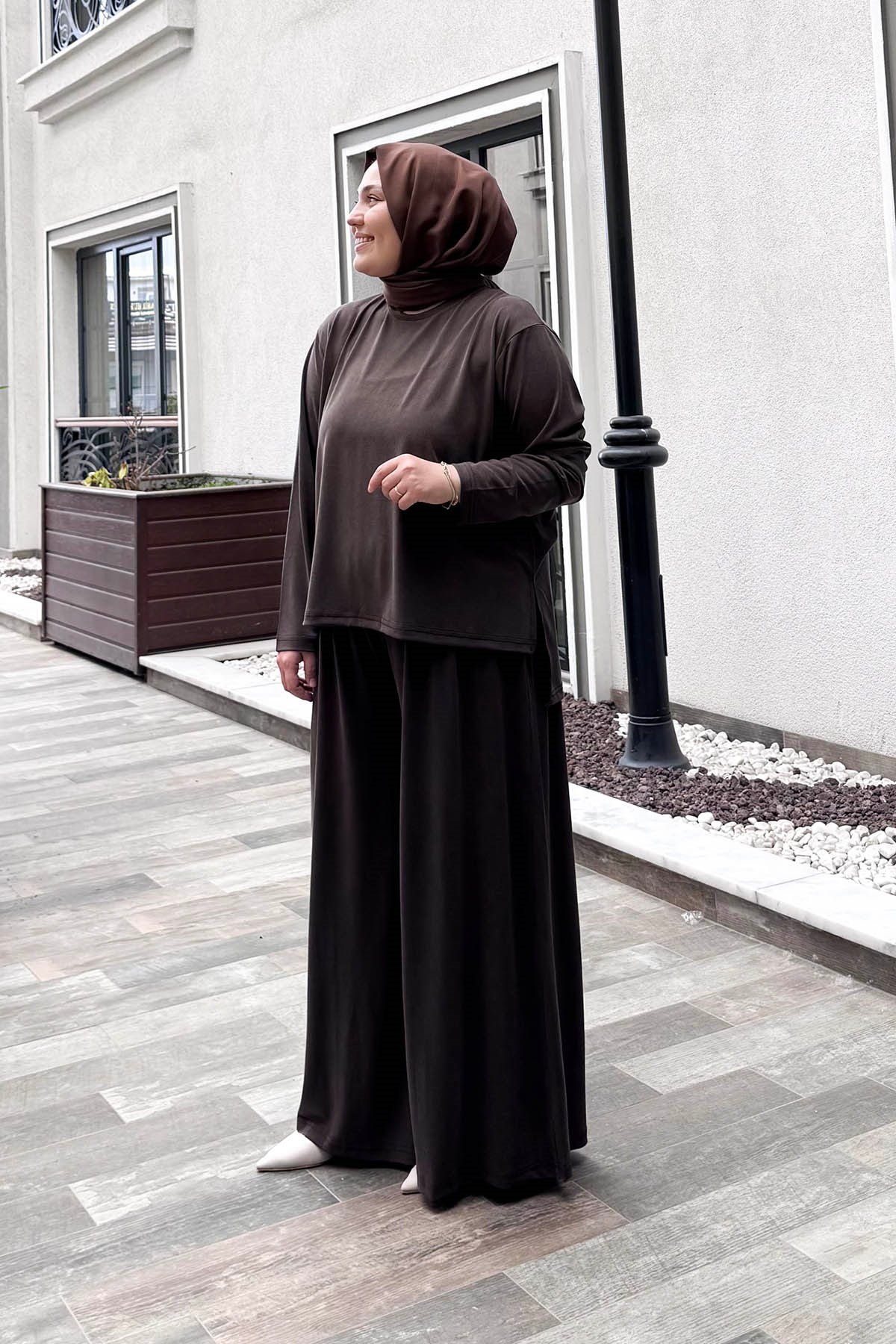 Etek Pantolon Spor Takım Kahve Rengi