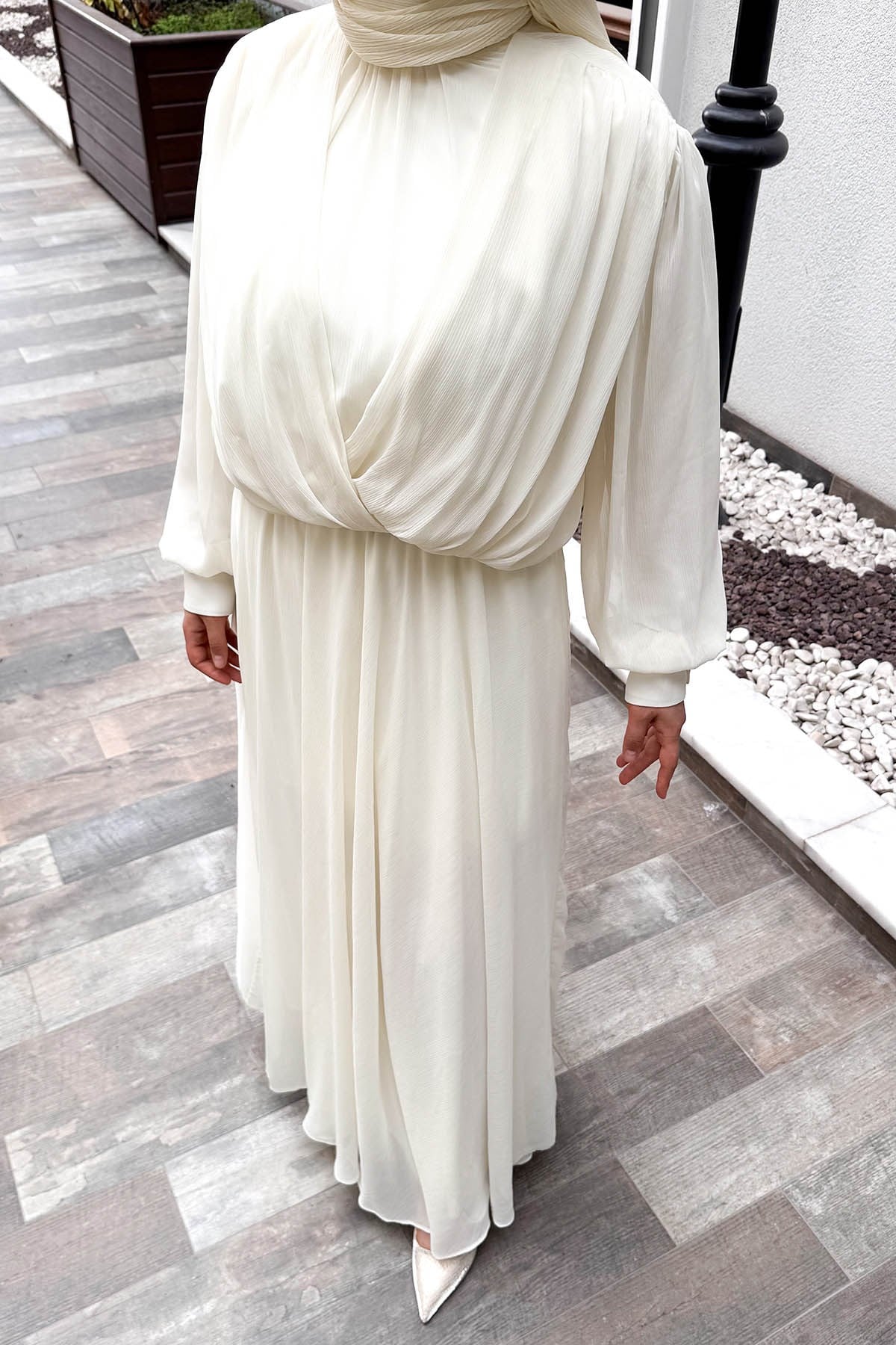 Helen Şifon Etek Takım Ekru