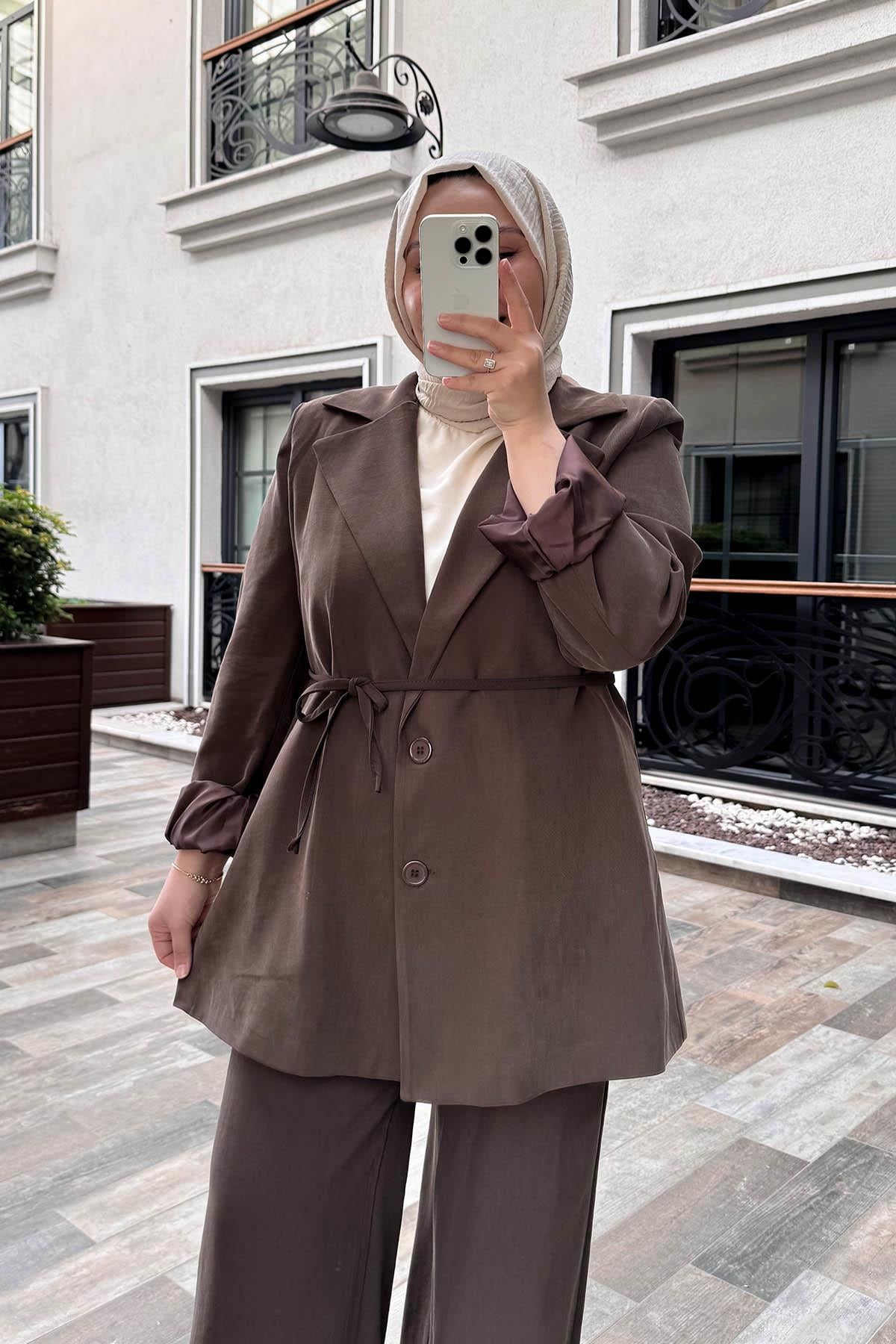 Modal Ceket Takım Acı Kahve