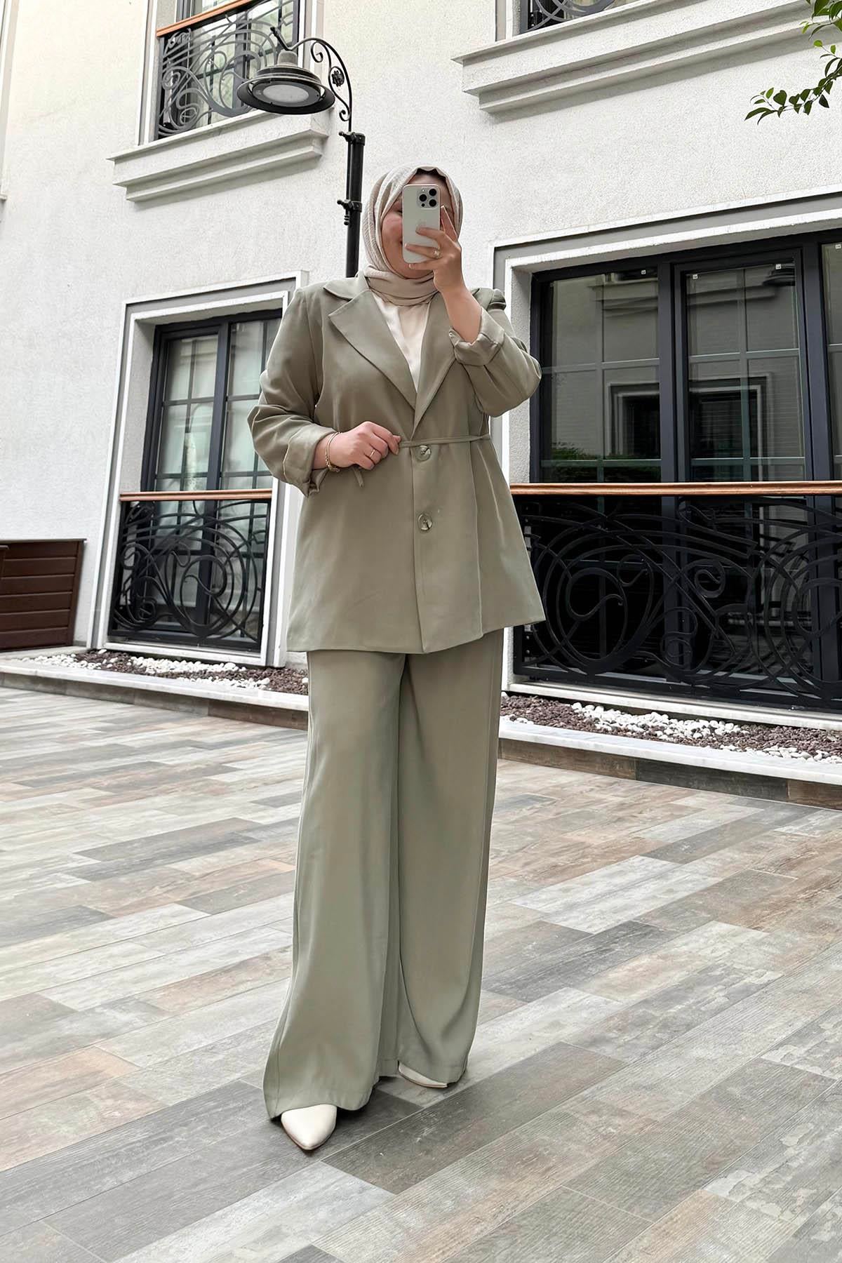 Modal Ceket Takım Haki