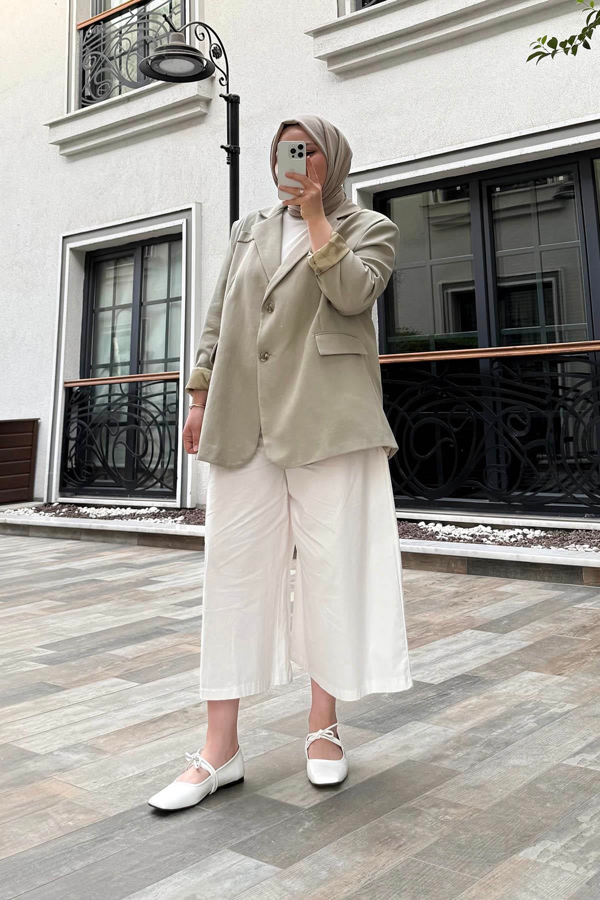 Oversize İki Düğmeli Ceket Efl Yeşil