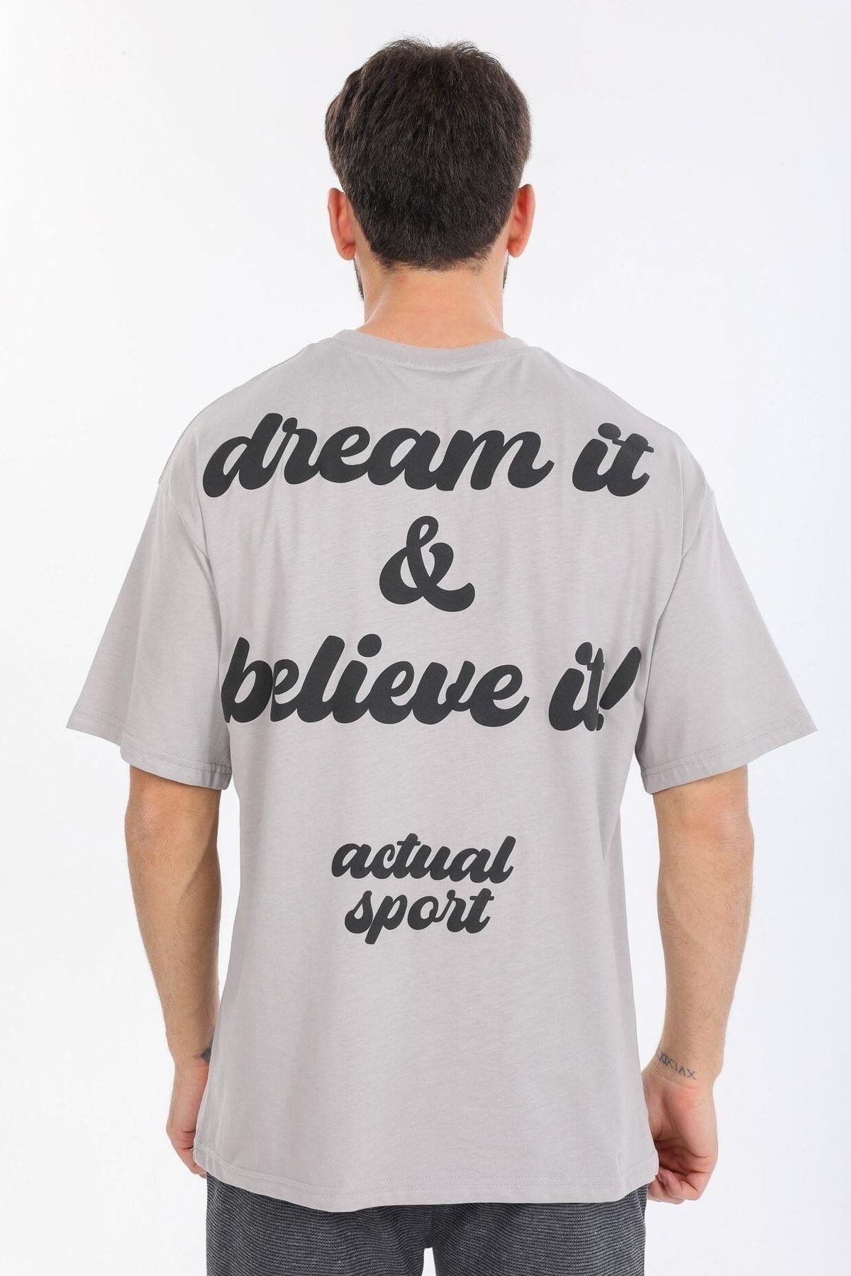 Actual Sport Yazılı Gri T-shirt