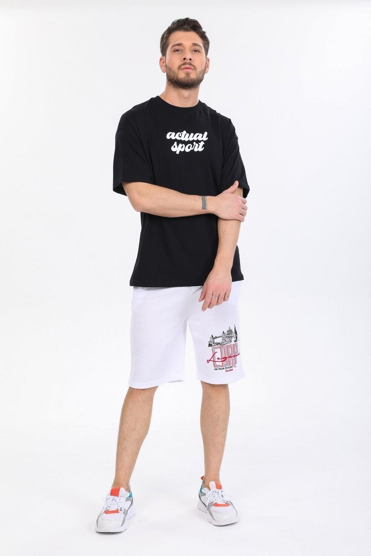 Actual Sport Yazılı Siyah T-shirt