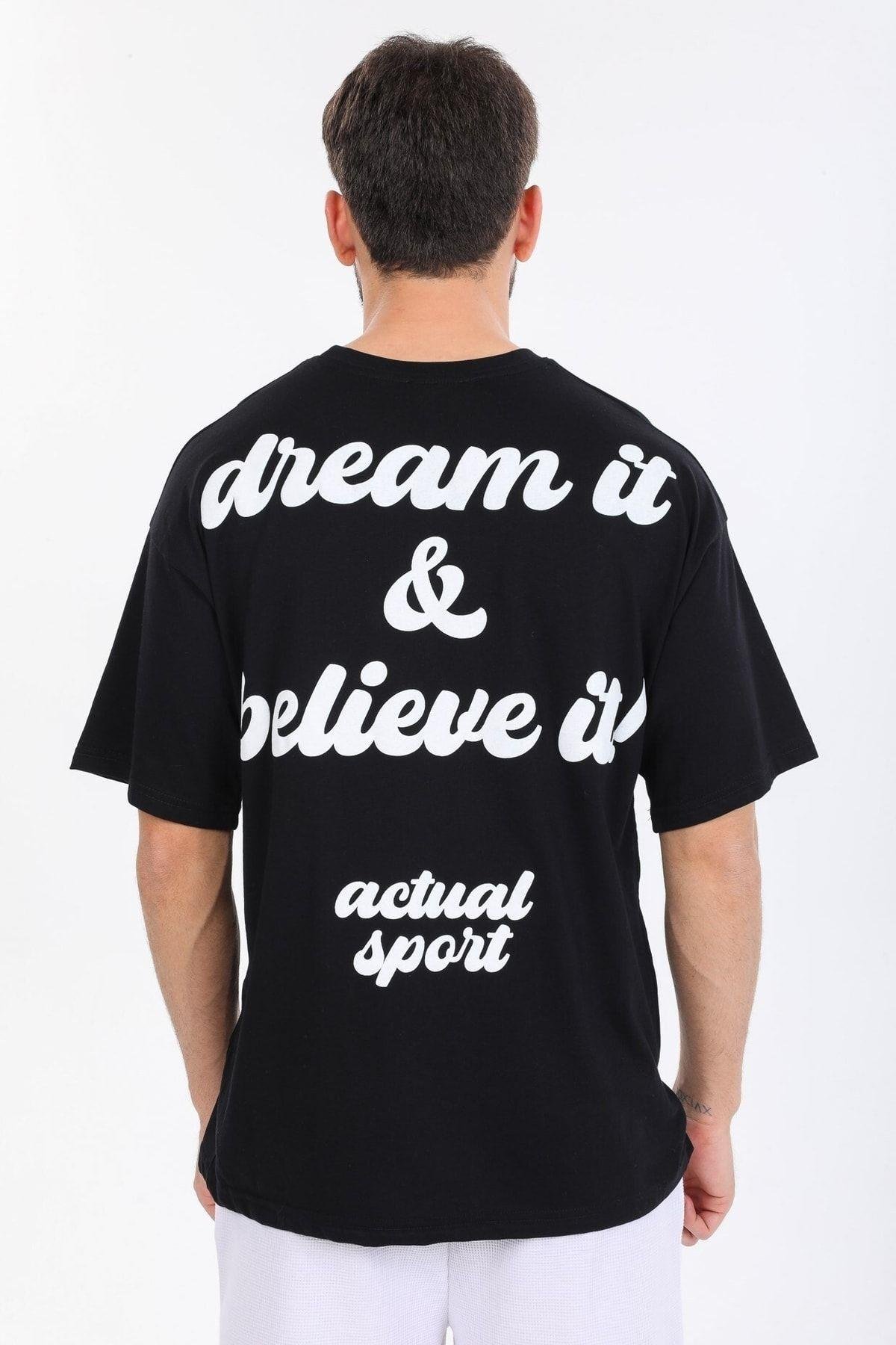 Actual Sport Yazılı Siyah T-shirt
