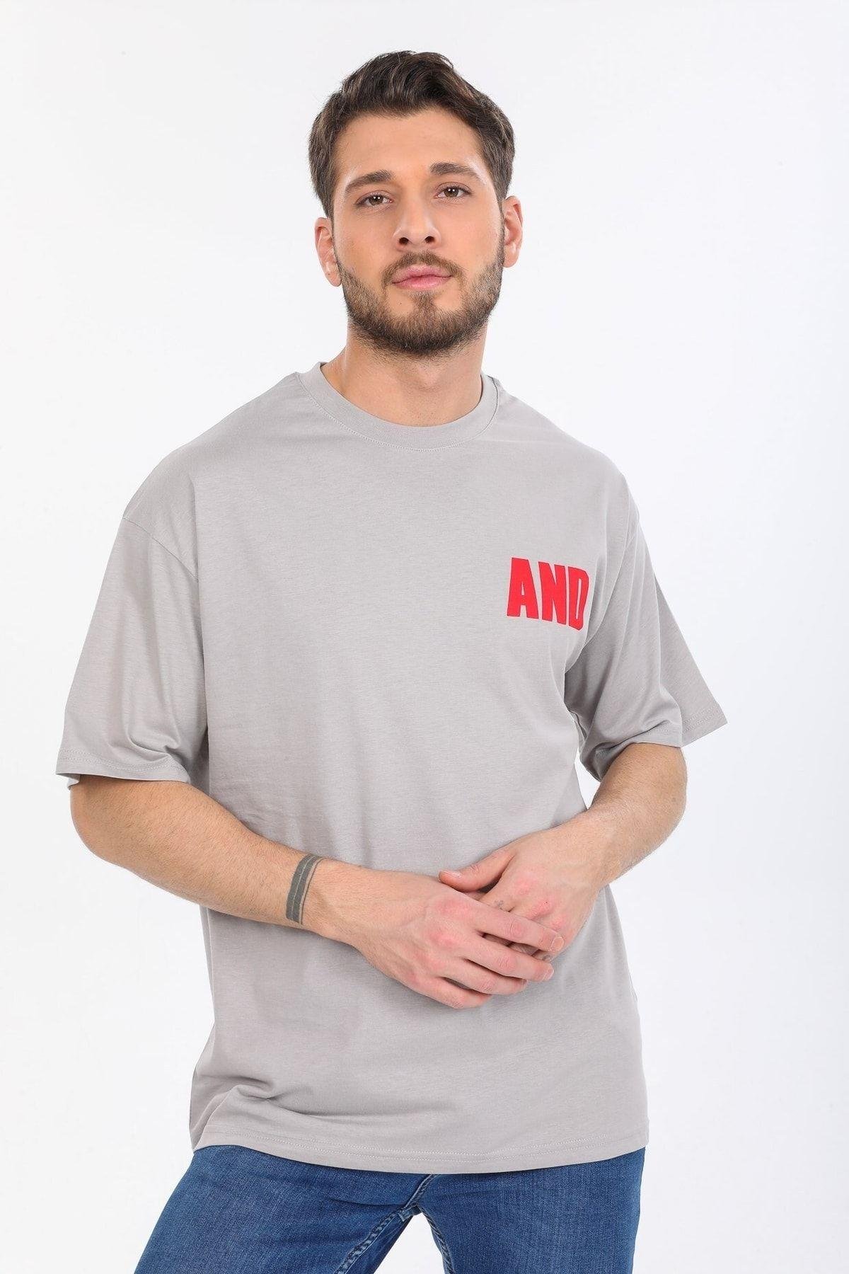 And Yazılı Gri T-shirt