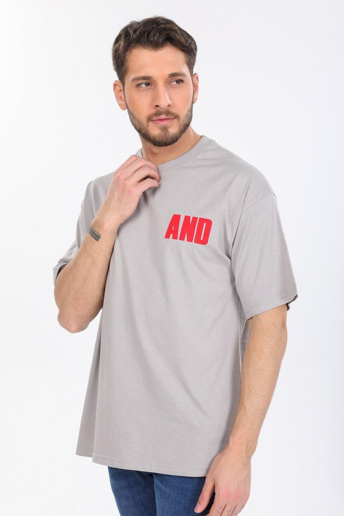 And Yazılı Gri T-shirt