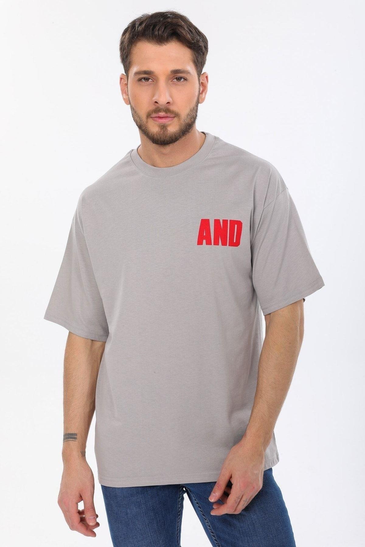 And Yazılı Gri T-shirt