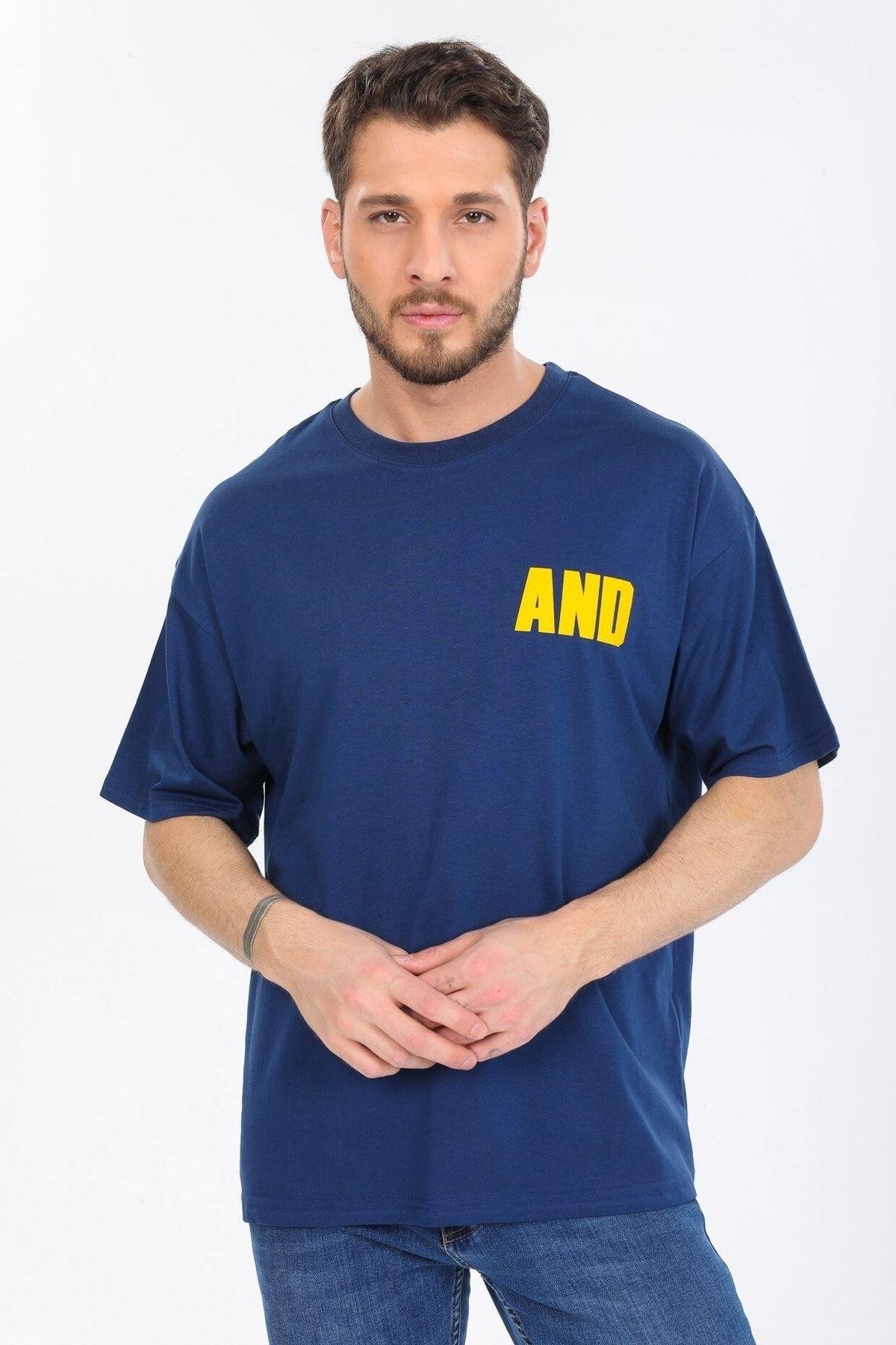 And Yazılı Mavi T-shirt