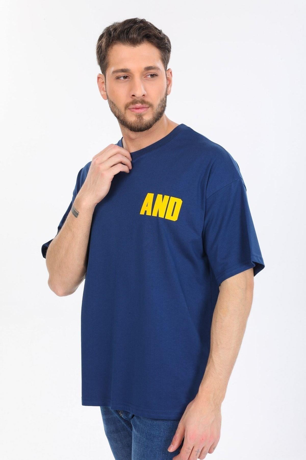 And Yazılı Mavi T-shirt