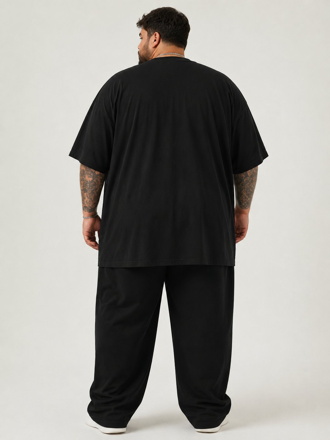 Battal Beden Oversize Siyah Basic T-Shirt – Rahat Kalıp %100 Pamuk Erkek Tişört