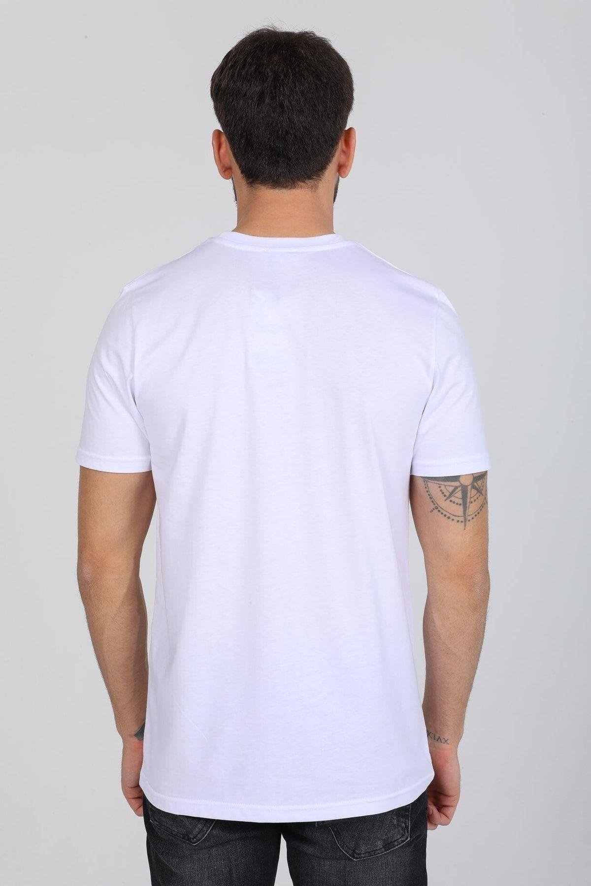 Beyaz Kabartmalı Logolu T-shirt