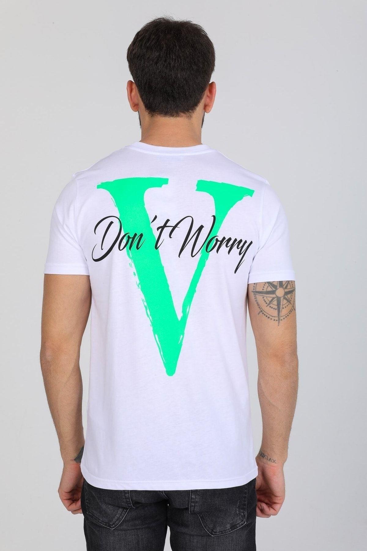 Don't Worry Yazılı Beyaz T-shirt
