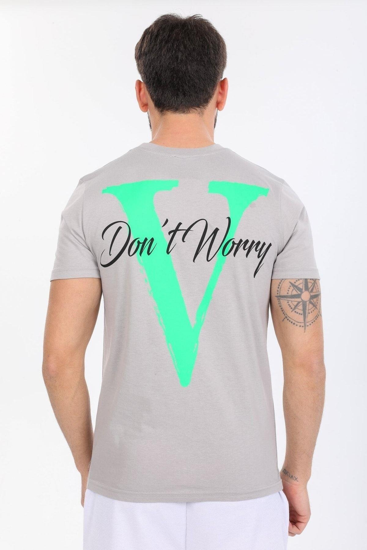 Don't Worry Yazılı Gri T-shirt