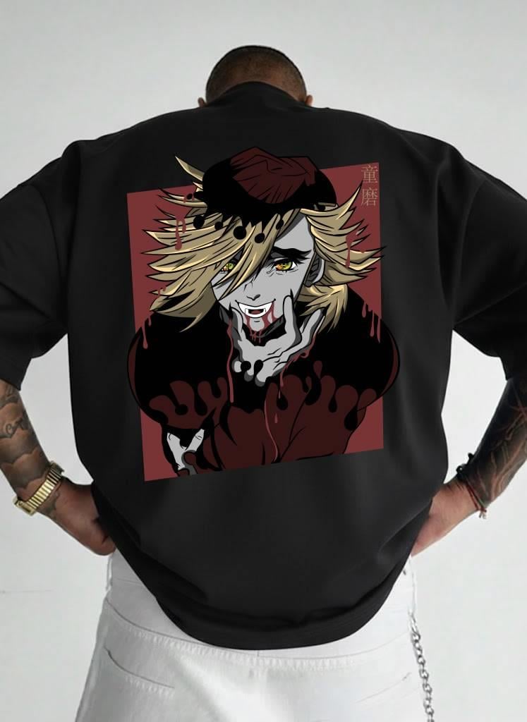 Douma Anime Grafik Tasarım Unisex Oversize Tişört - Premium Süprem Kumaş - Siyah
