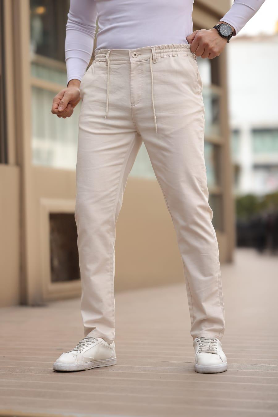 Erkek Krem Jogger Pantolon