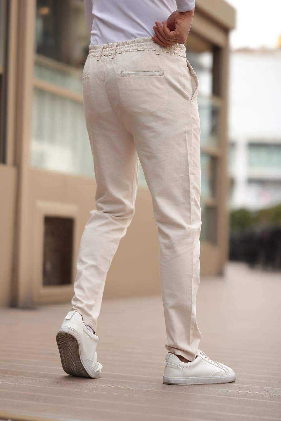 Erkek Krem Jogger Pantolon