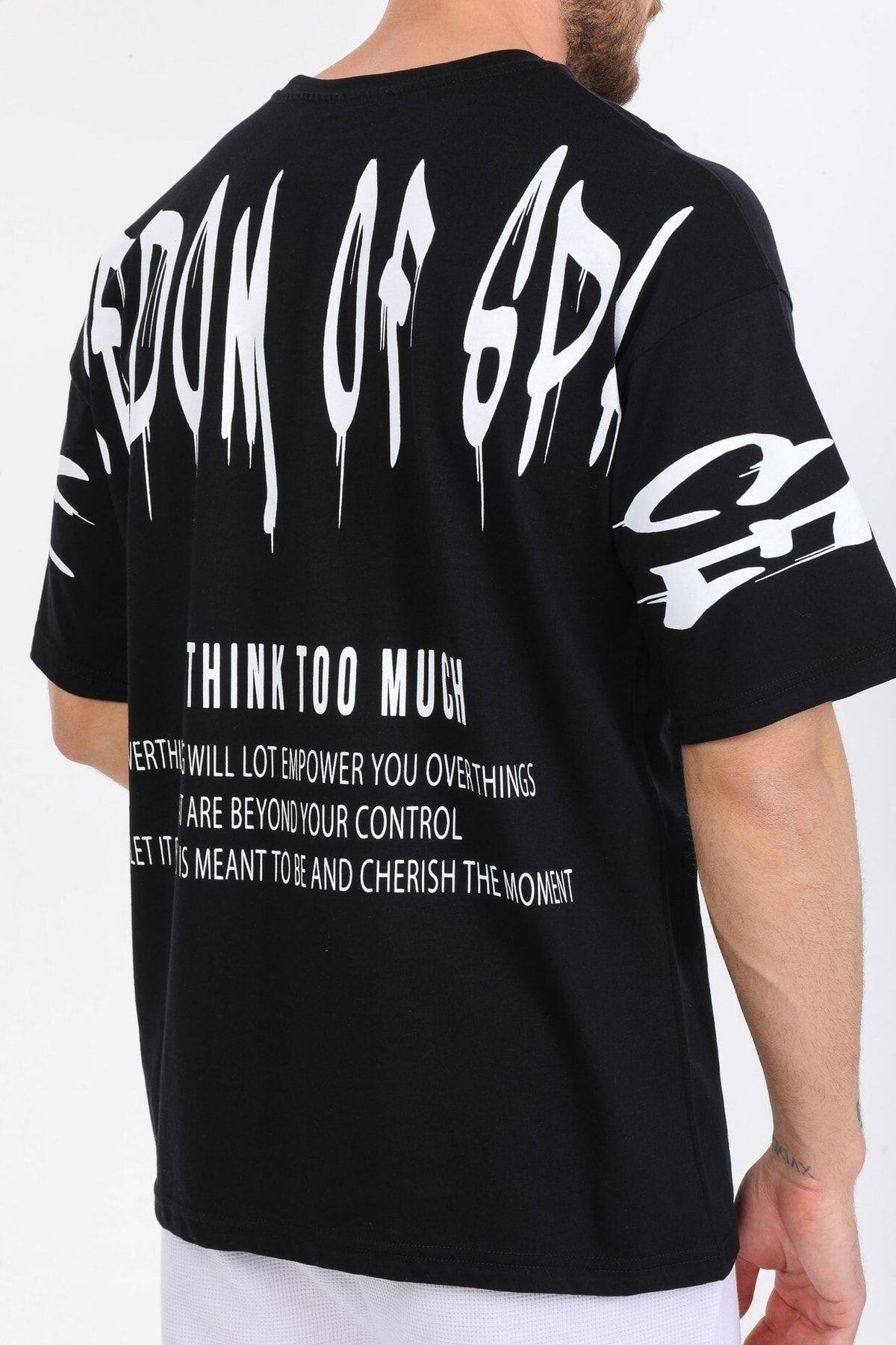 Fredom Baskılı Siyah T-shirt