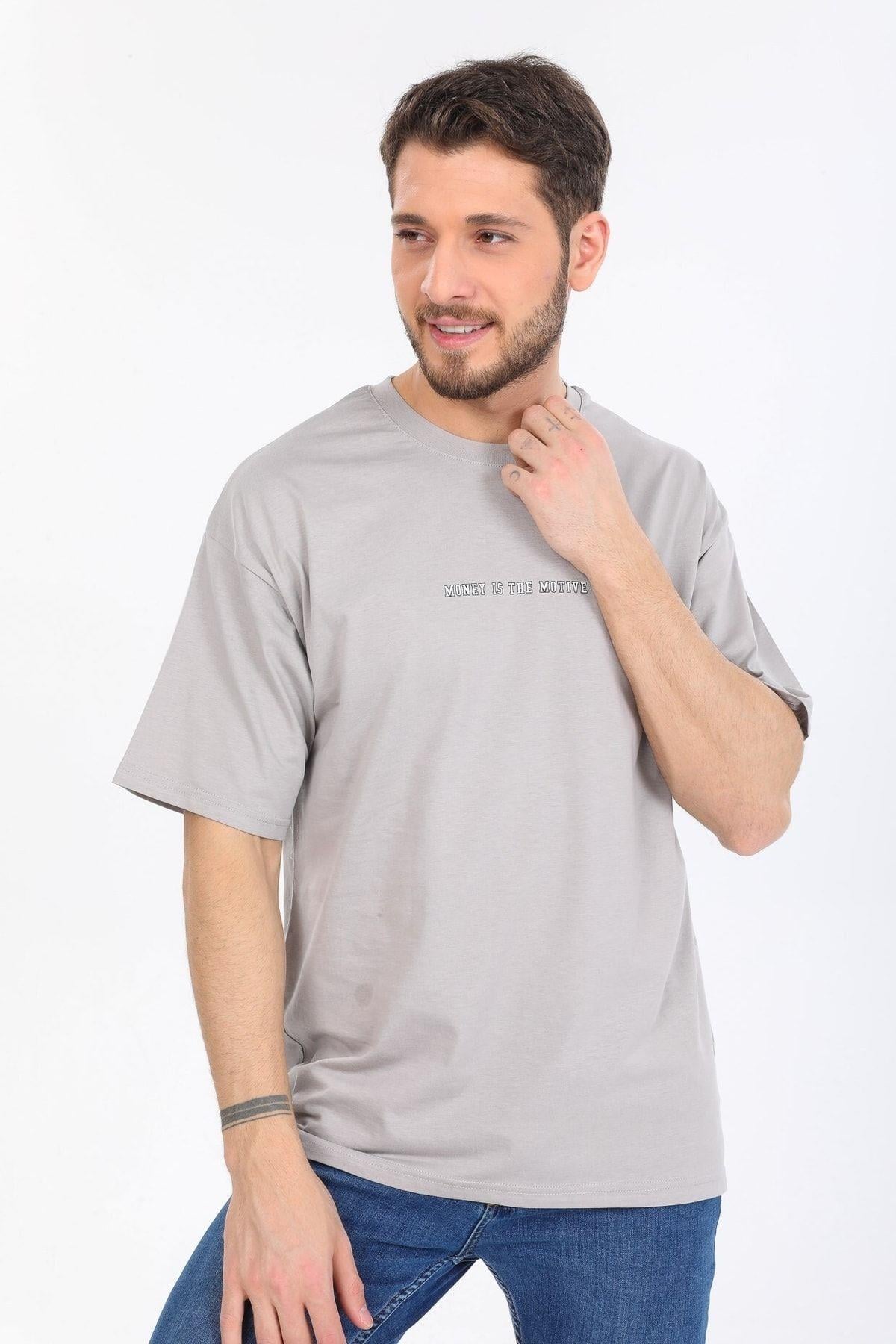 Hırsız Desenli Gri T-shirt