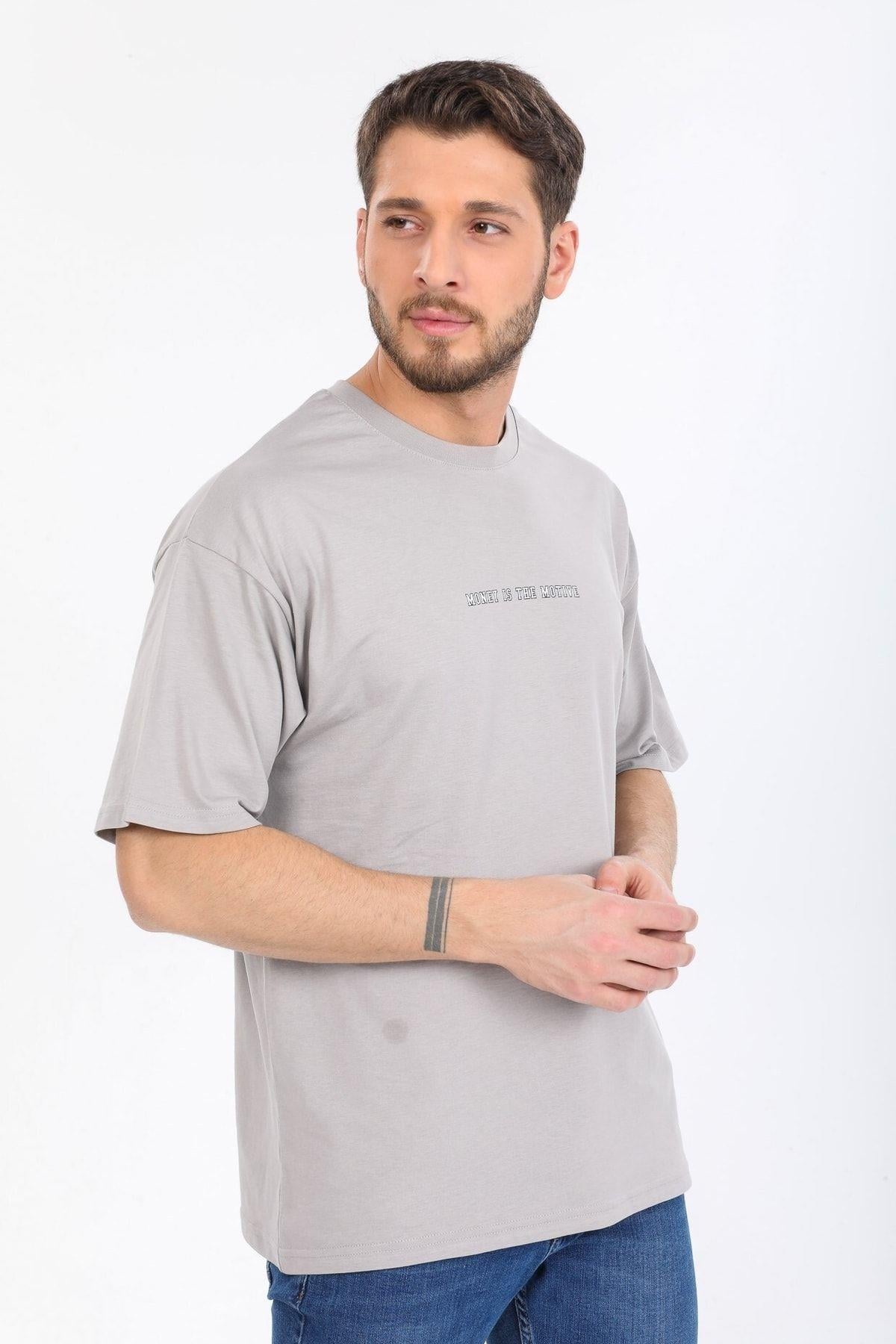 Hırsız Desenli Gri T-shirt