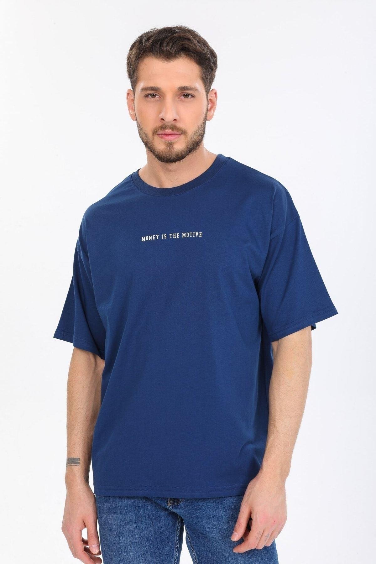 Hırsız Desenli Mavi T-shirt