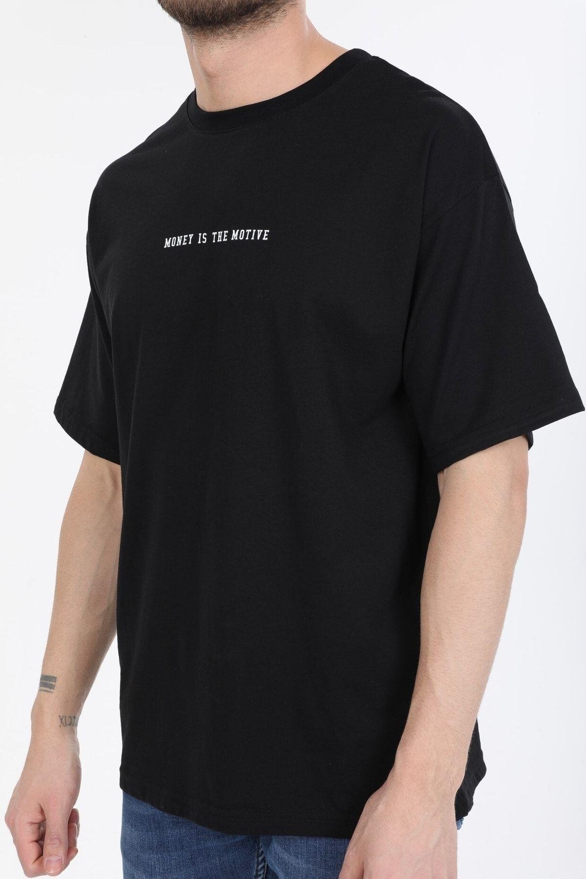Hırsız Desenli Siyah T-shirt