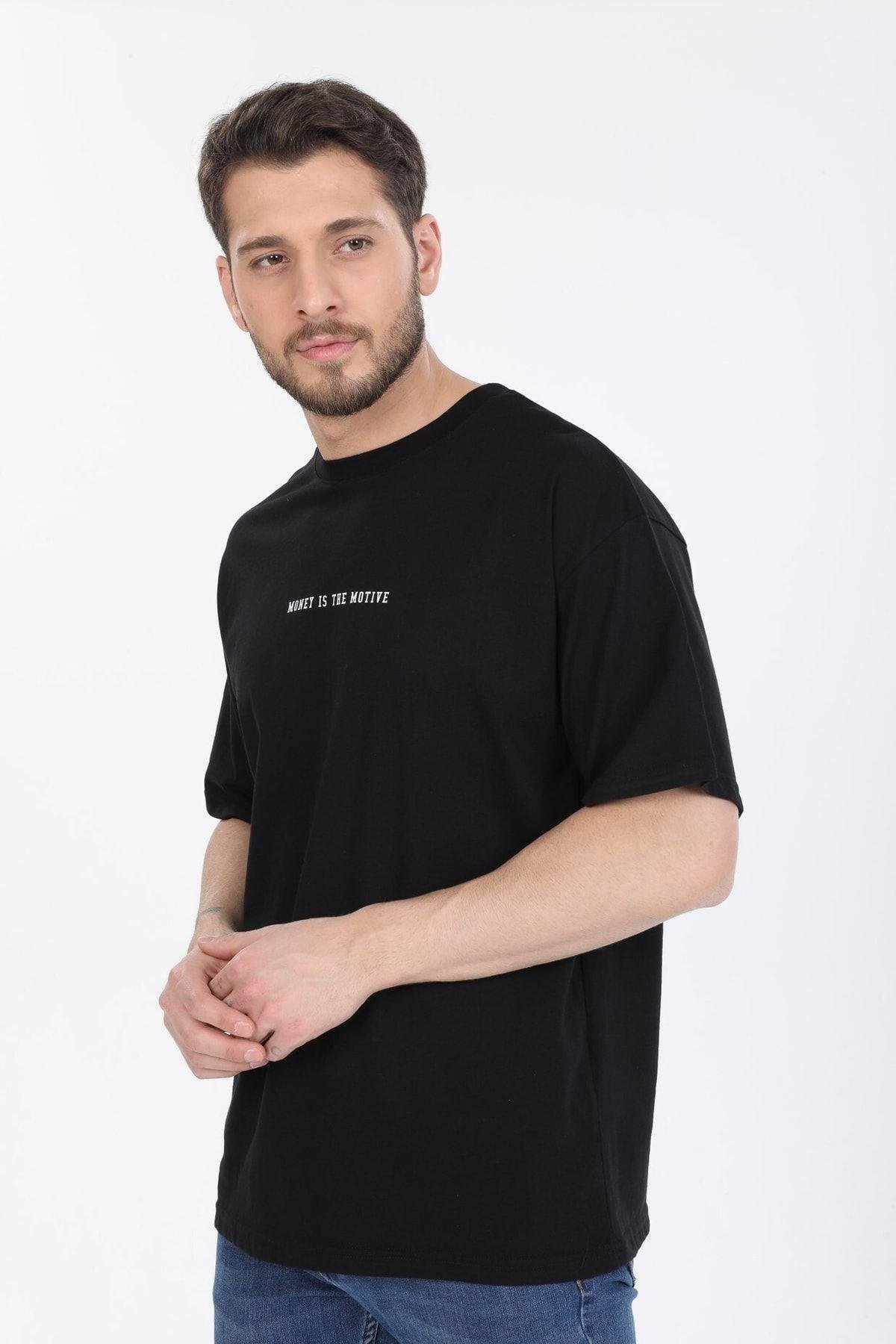 Hırsız Desenli Siyah T-shirt