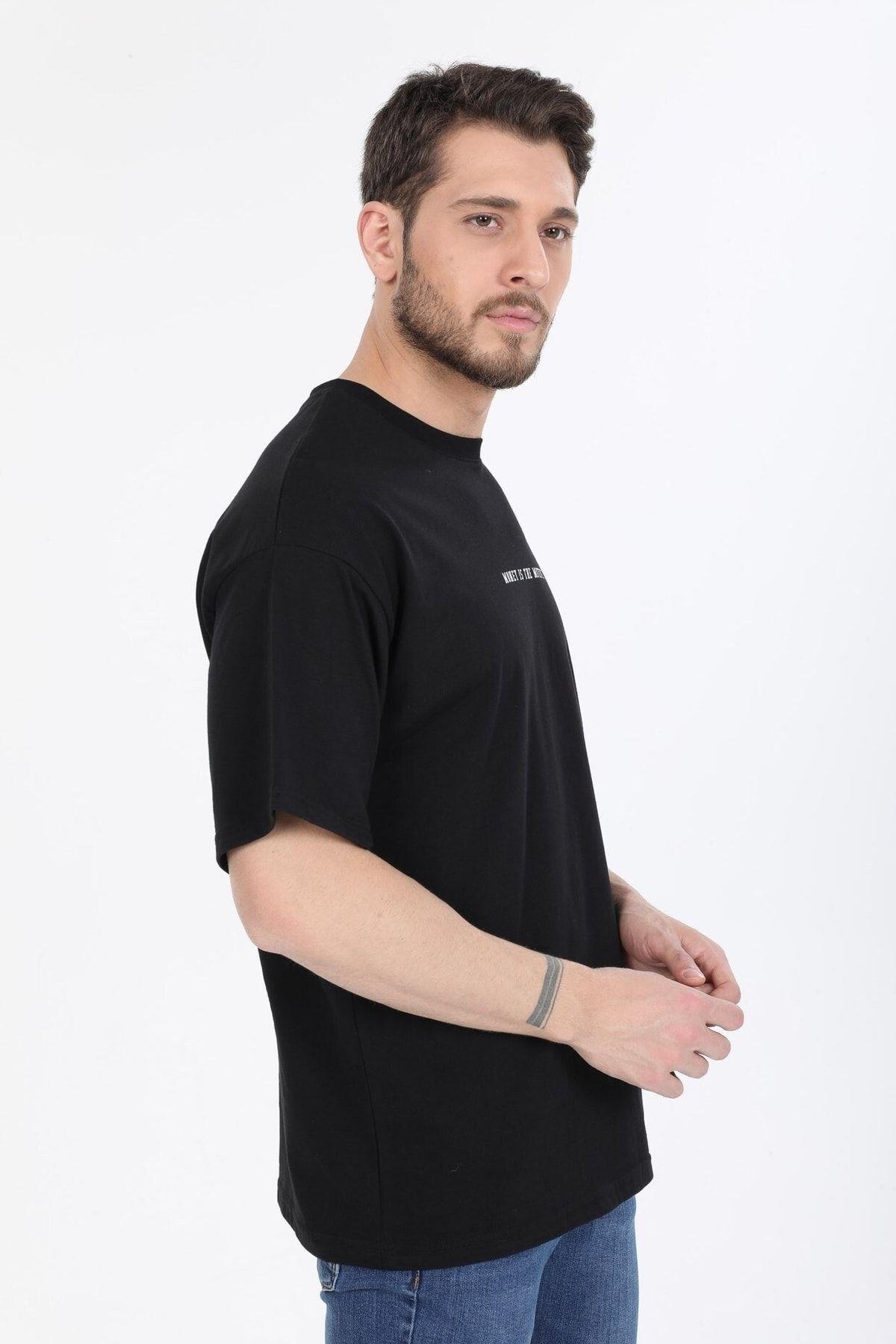 Hırsız Desenli Siyah T-shirt