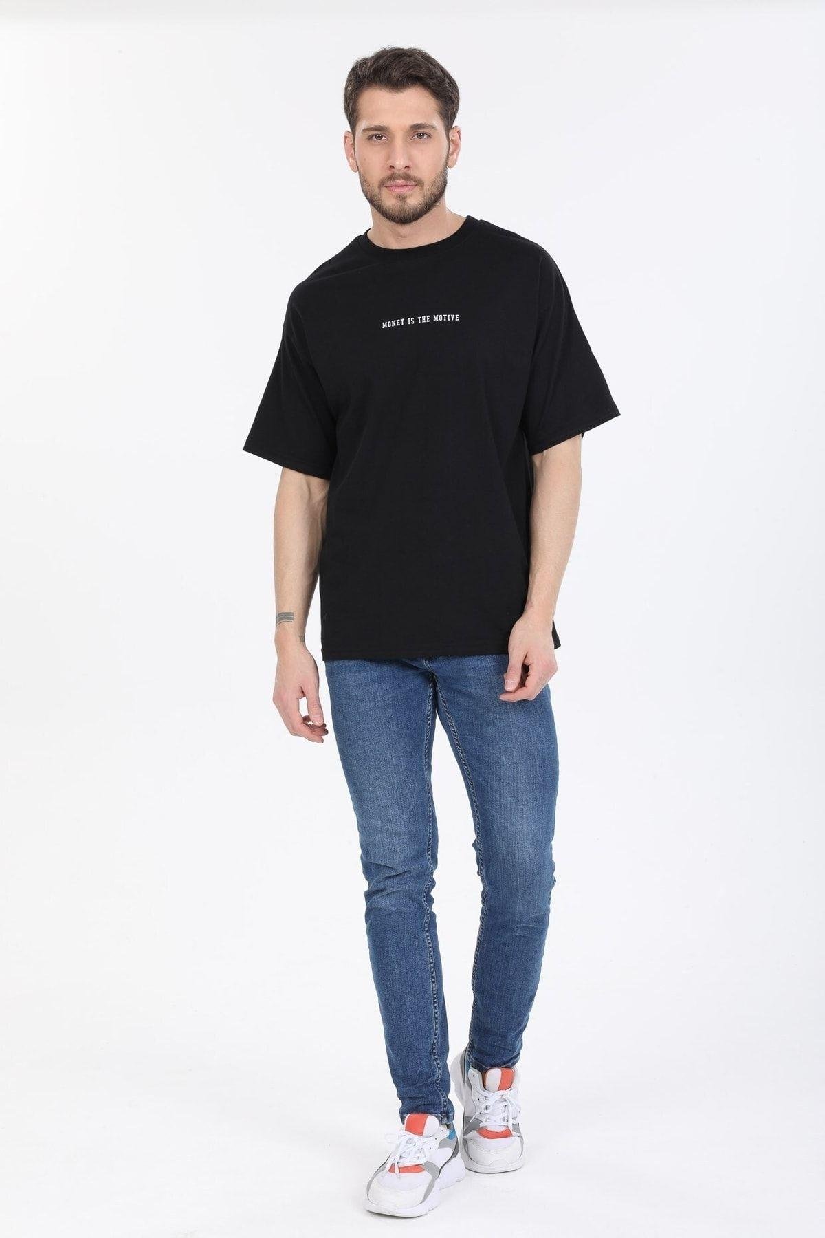 Hırsız Desenli Siyah T-shirt