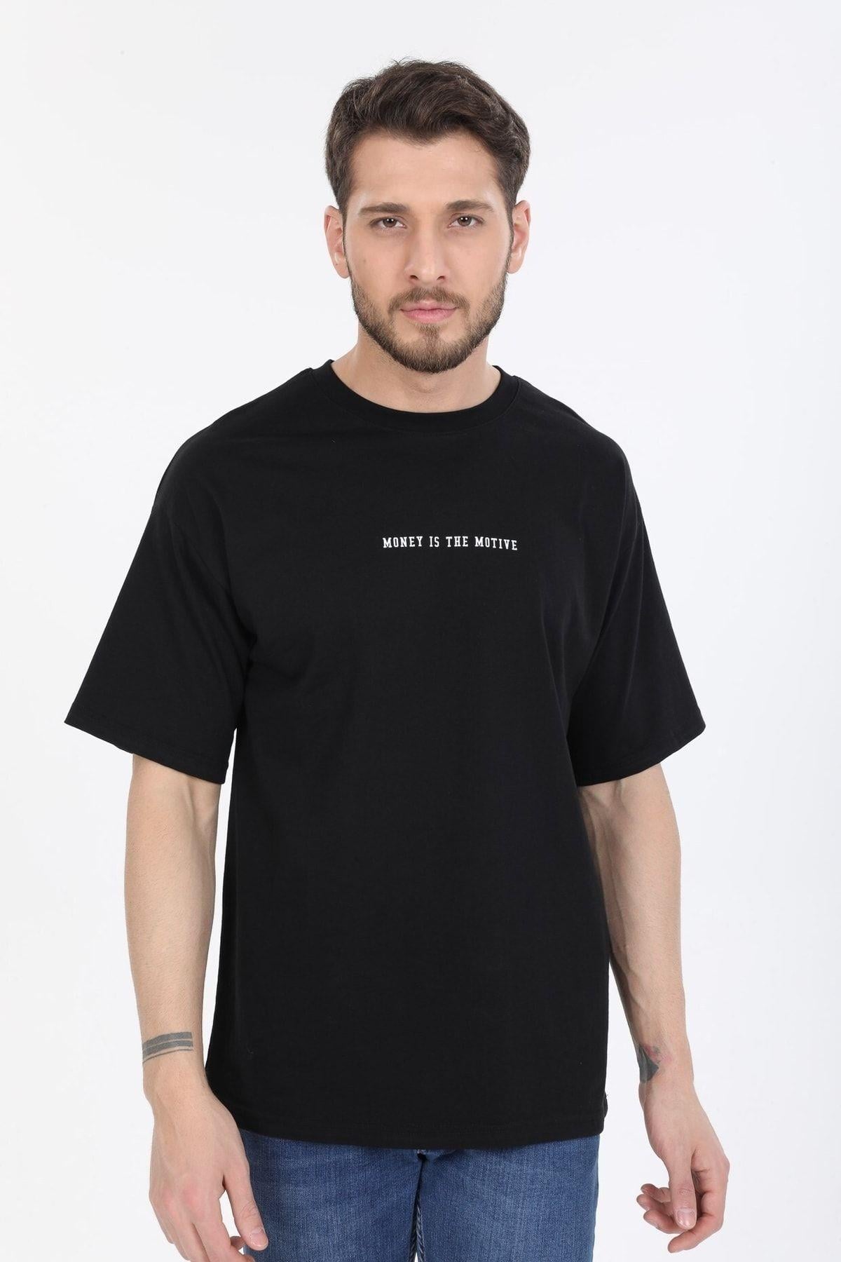 Hırsız Desenli Siyah T-shirt