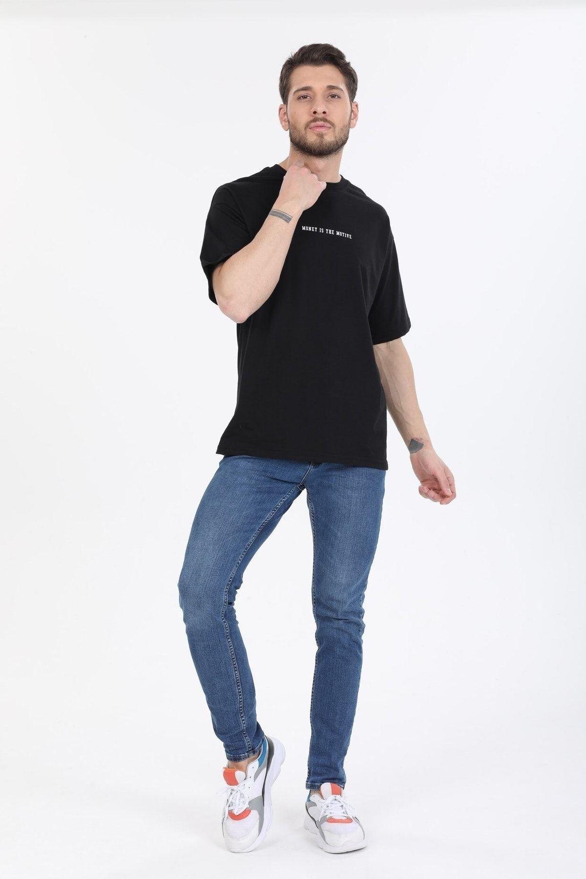 Hırsız Desenli Siyah T-shirt