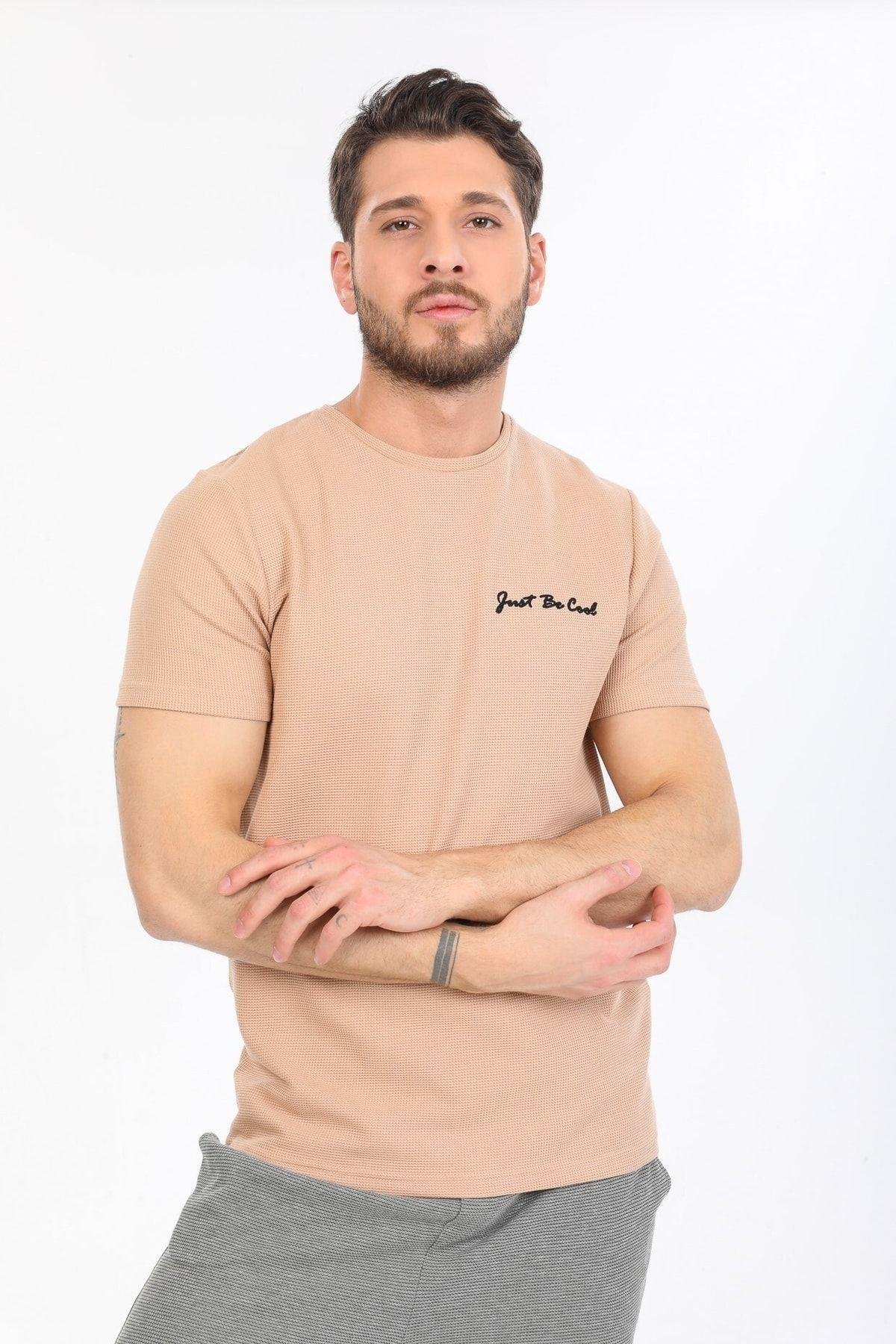 Just Be Cool Yazılı Bej T-shirt