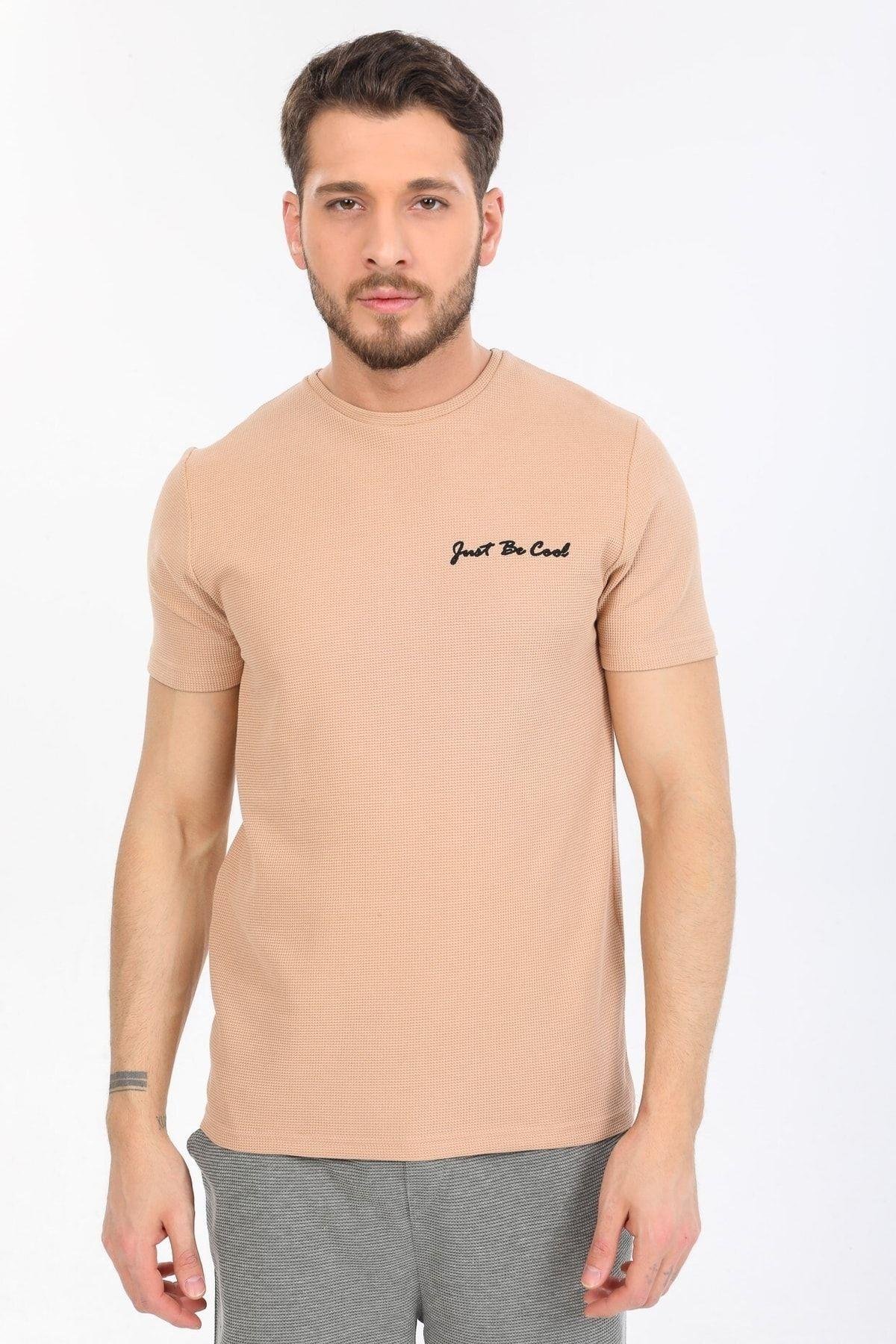 Just Be Cool Yazılı Bej T-shirt