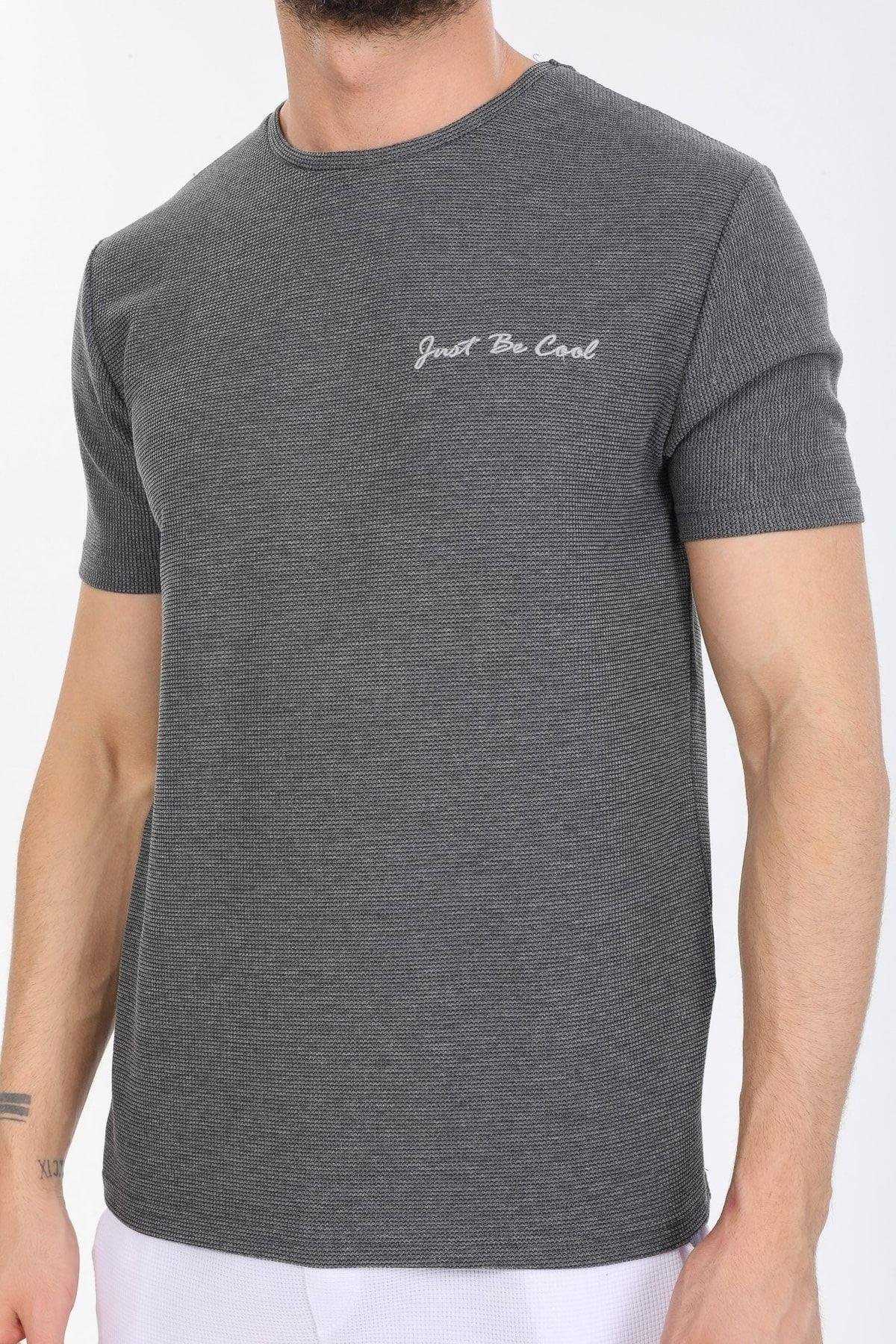 Just Be Cool Yazılı Gri T-shirt