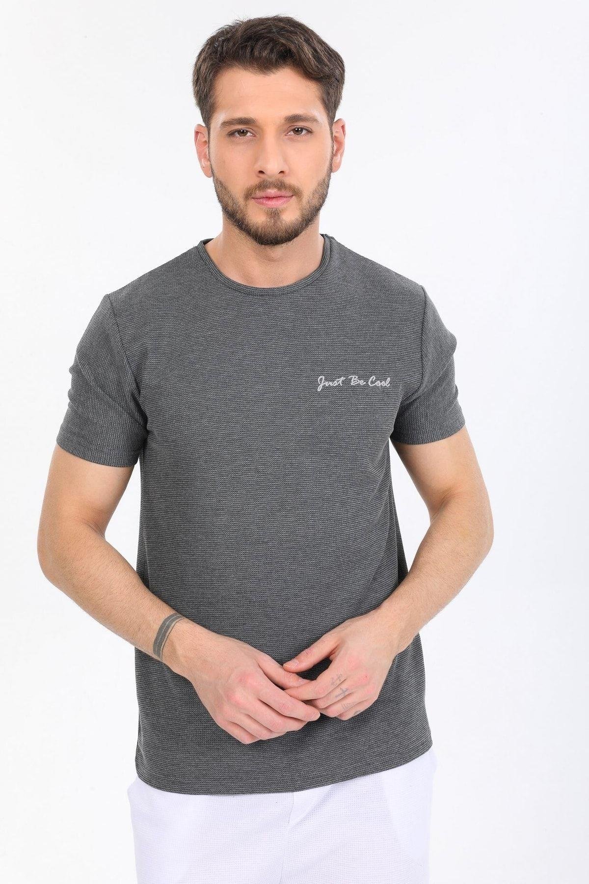 Just Be Cool Yazılı Gri T-shirt